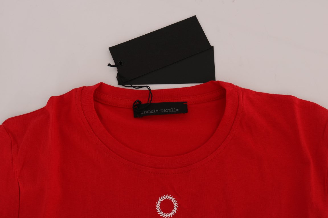Frankie Morello Red Cotton RIDERS Crewneck T-Shirt Frankie Morello