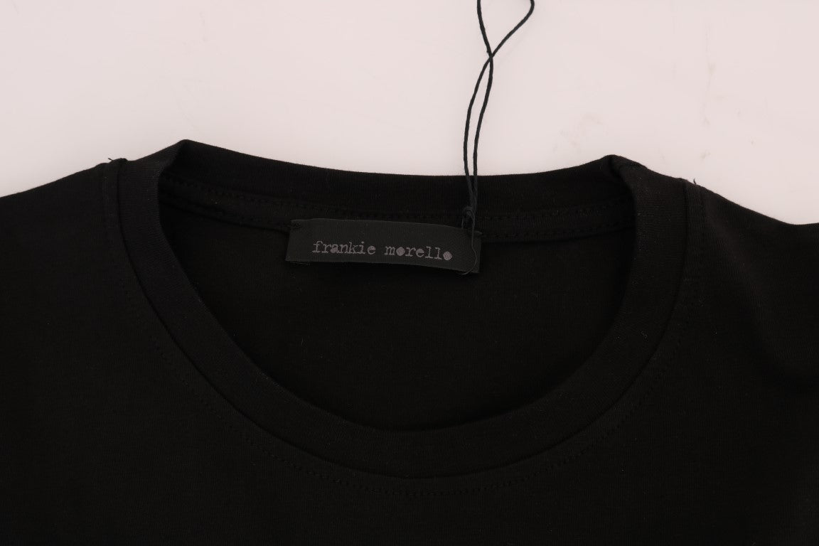 Frankie Morello Black Cotton RIDERS Crewneck T-Shirt Frankie Morello