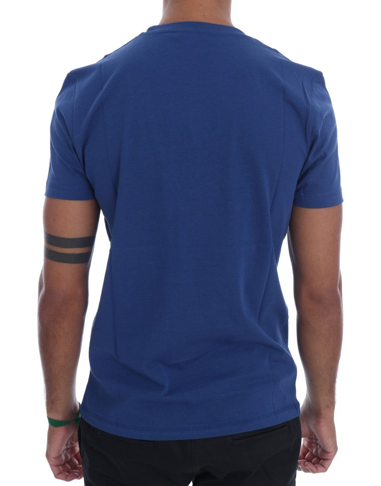 Frankie Morello Blue Cotton RIDERS Crewneck T-Shirt Frankie Morello