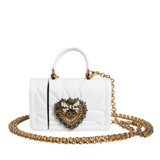 Dolce & Gabbana White Silicone Devotion Heart Cover Hand Bag Airpod Case