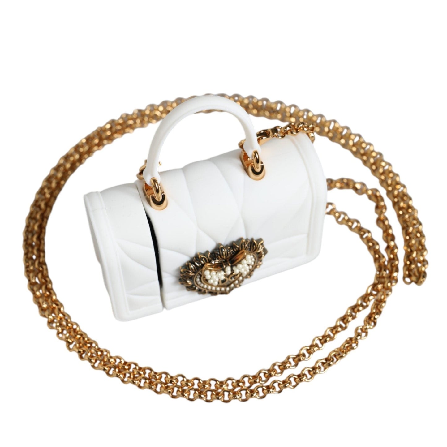 Dolce & Gabbana White Silicone Devotion Heart Cover Hand Bag Airpod Case