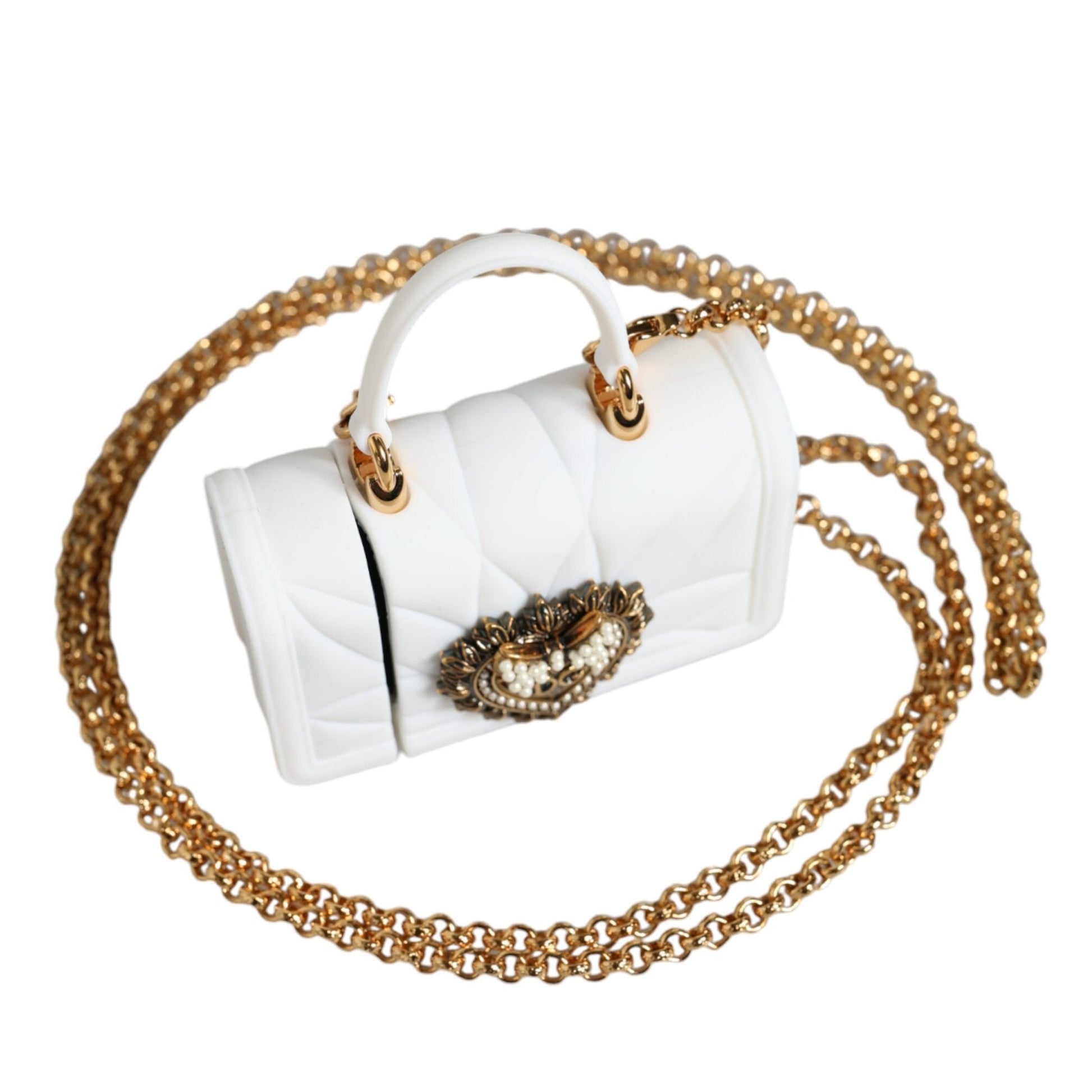 Dolce & Gabbana White Silicone Devotion Heart Cover Hand Bag Airpod Case