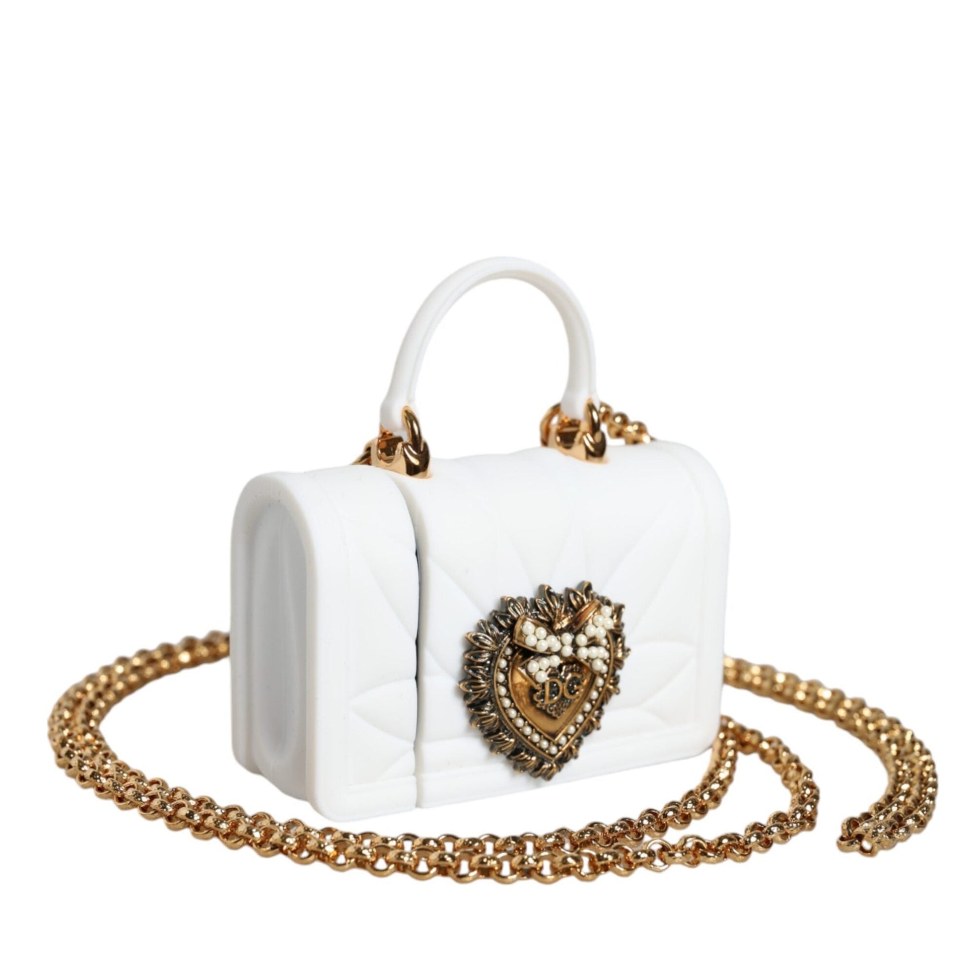 Dolce & Gabbana White Silicone Devotion Heart Cover Hand Bag Airpod Case
