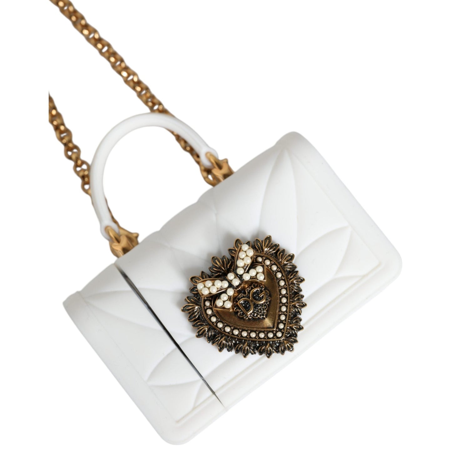Dolce & Gabbana White Silicone Devotion Heart Cover Hand Bag Airpod Case