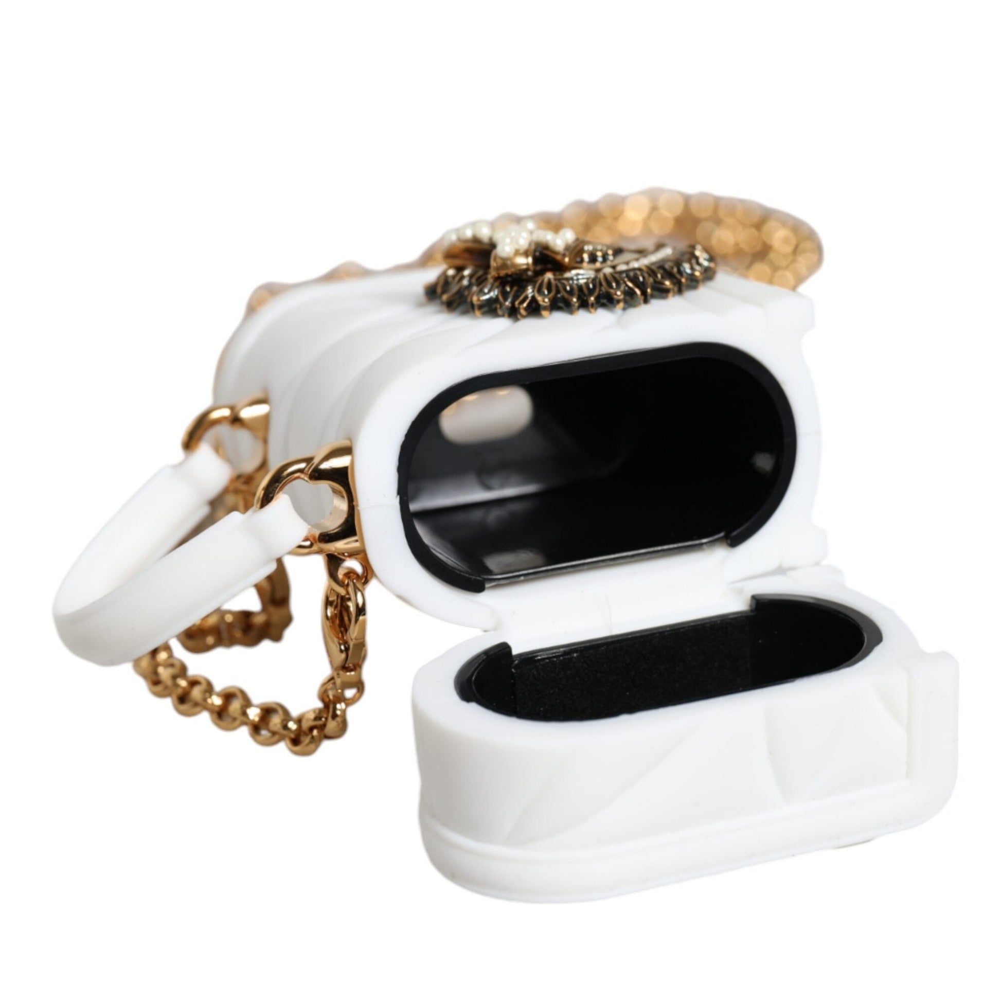 Dolce & Gabbana White Silicone Devotion Heart Cover Hand Bag Airpod Case