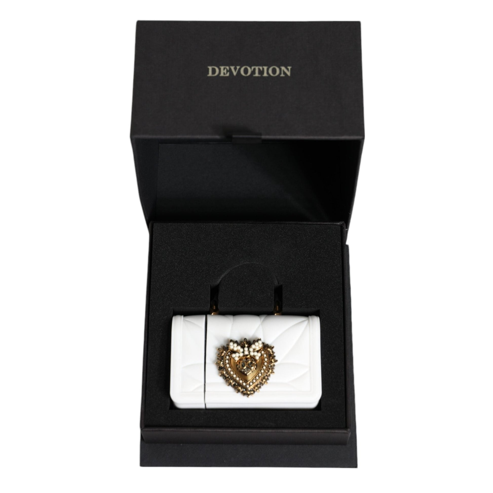 Dolce & Gabbana White Silicone Devotion Heart Cover Hand Bag Airpod Case