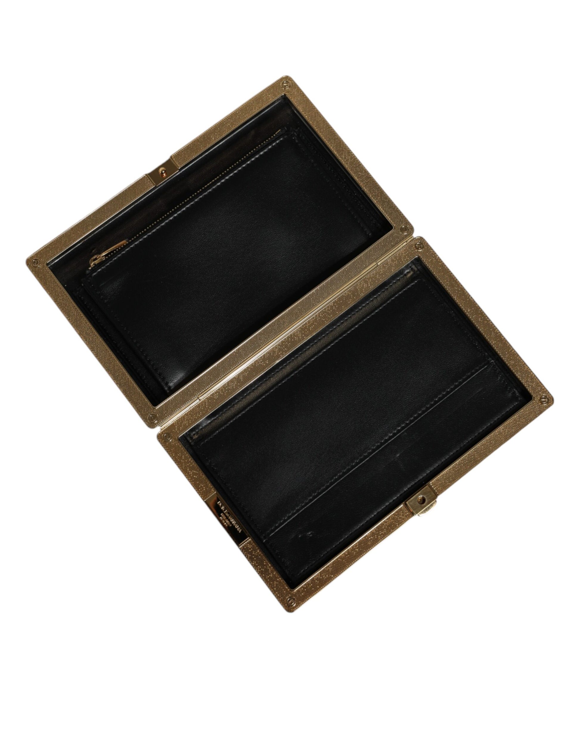 Dolce & Gabbana White Leather Gold Frame Clutch Evening Party Purse Bag Dolce & Gabbana