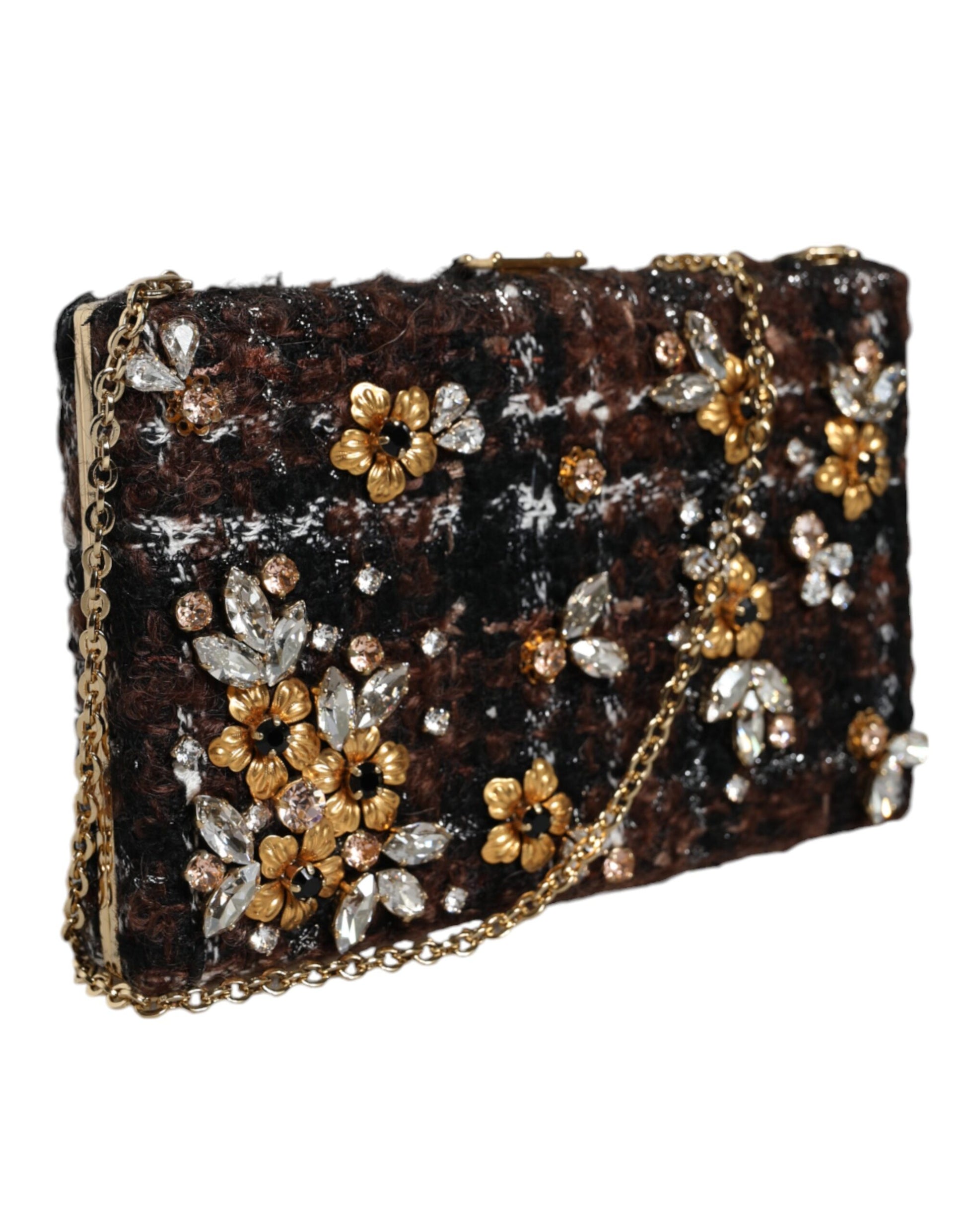 Dolce & Gabbana Multicolor Tweed Floral Clutch Evening Party Purse CrossBody Bag Dolce & Gabbana