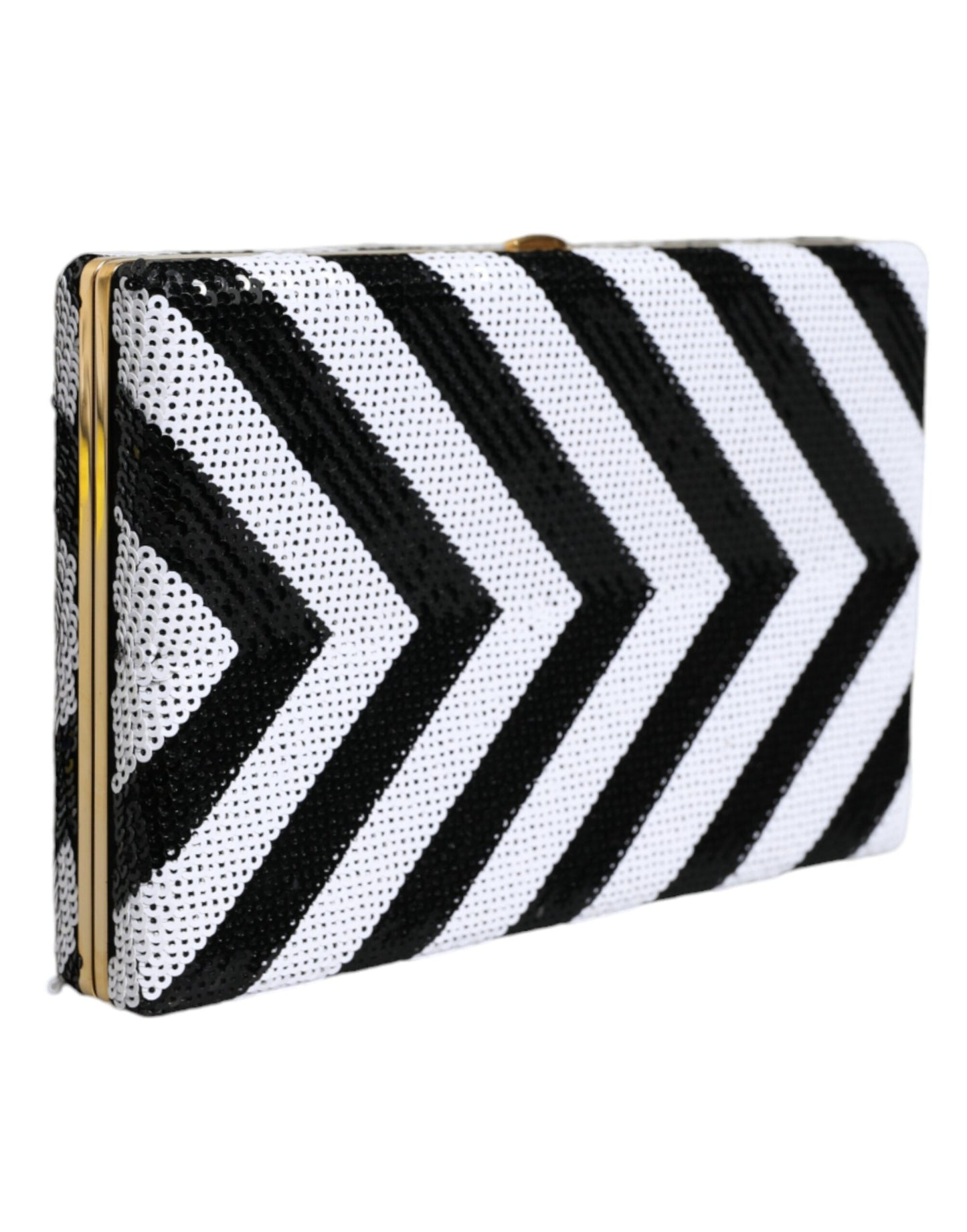 Dolce & Gabbana Black White Gold Frame Clutch Evening Party Purse Bag Dolce & Gabbana