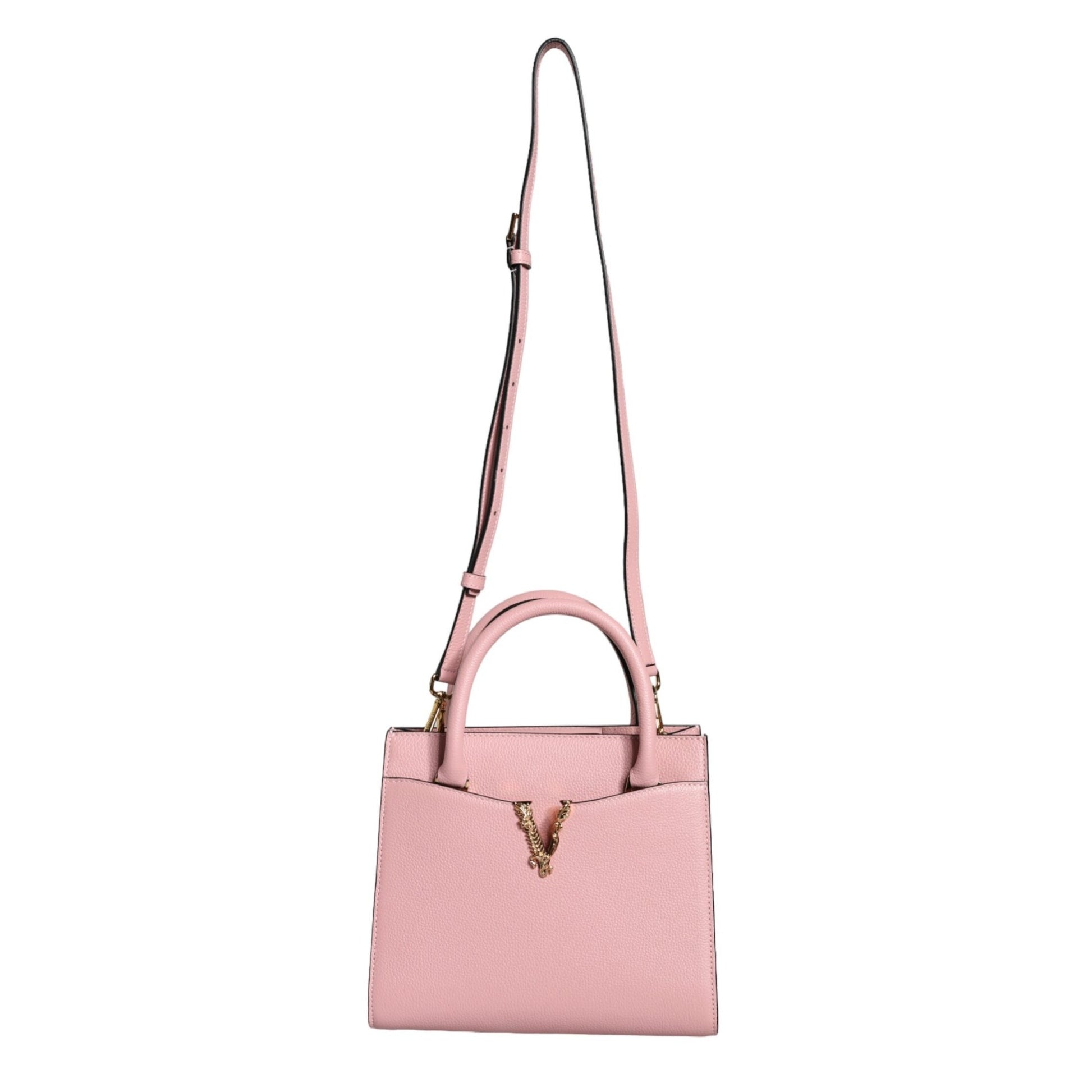 Versace Pink Small Top Handle Grainy Calf Leather Crossbody Bag Versace