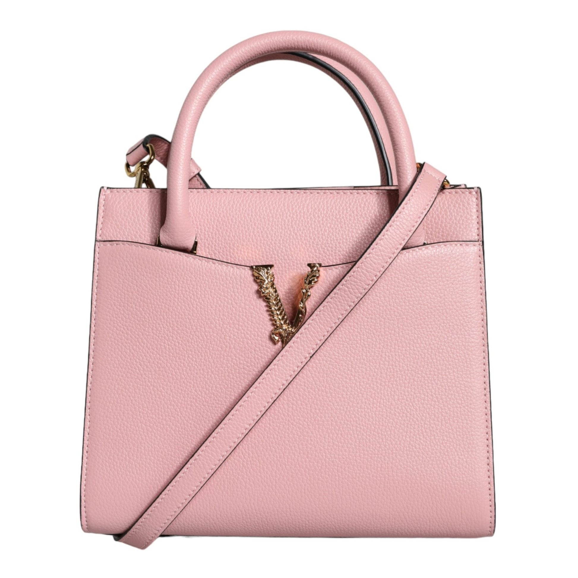 Versace Pink Small Top Handle Grainy Calf Leather Crossbody Bag Versace
