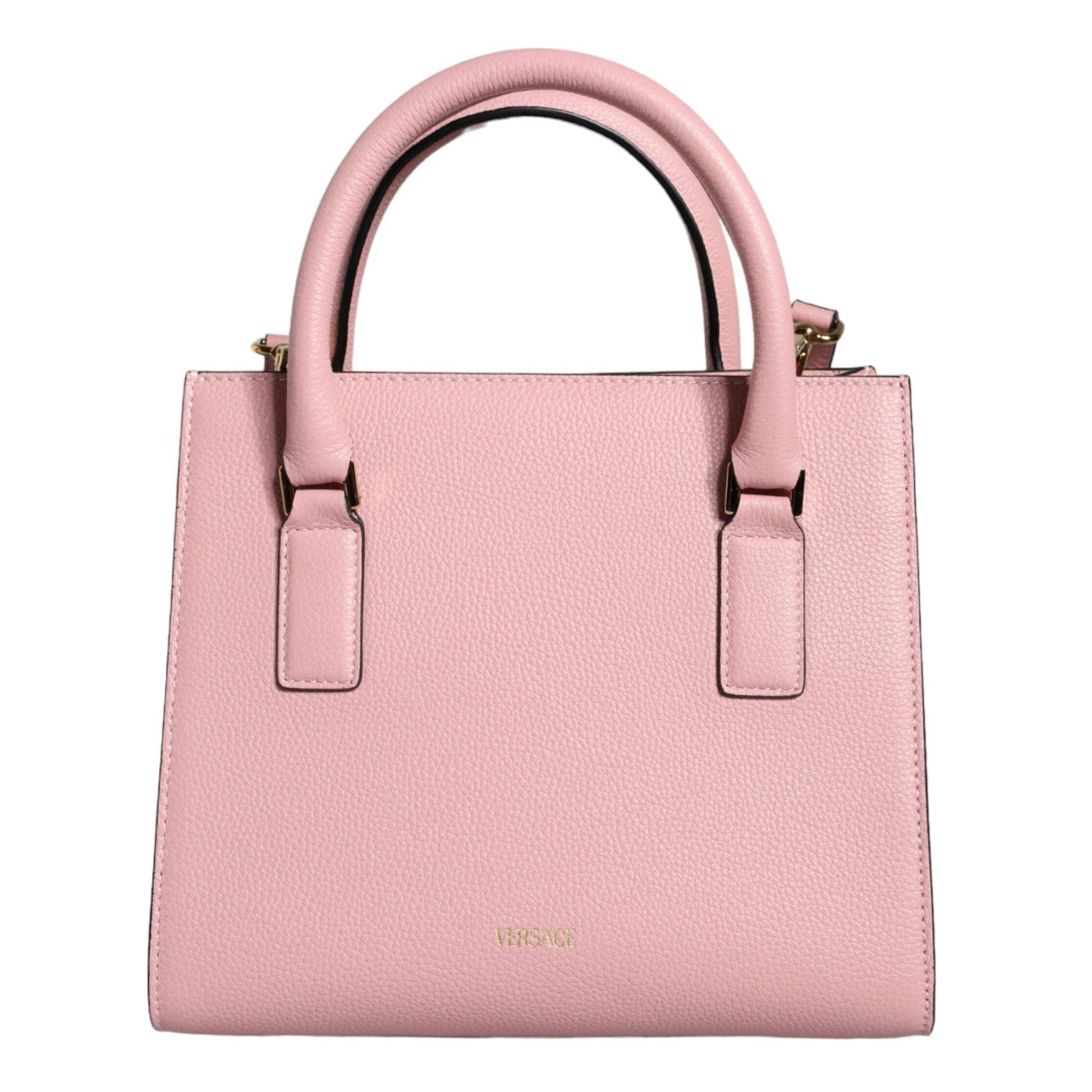 Versace Pink Small Top Handle Grainy Calf Leather Crossbody Bag Versace