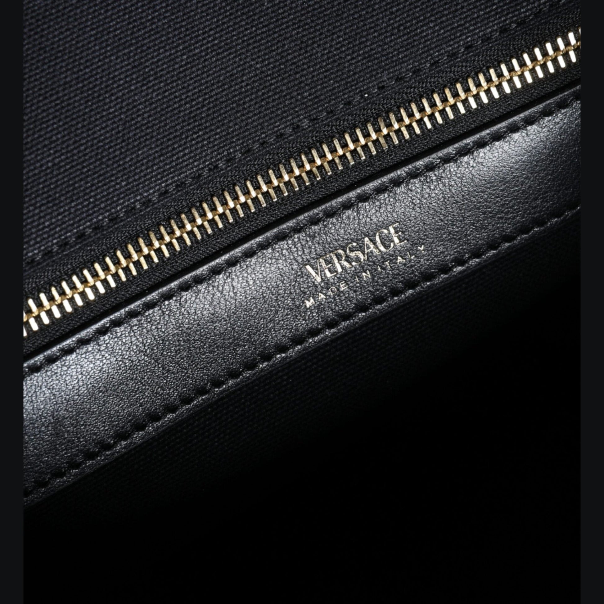 Versace Black Top Handle Canvas Leather Logo Crossbody Tote Bag Versace