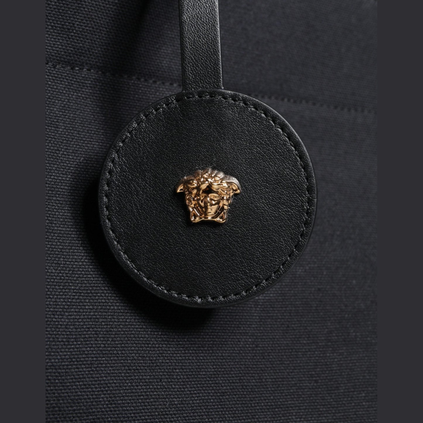 Versace Black Top Handle Canvas Leather Logo Crossbody Tote Bag Versace