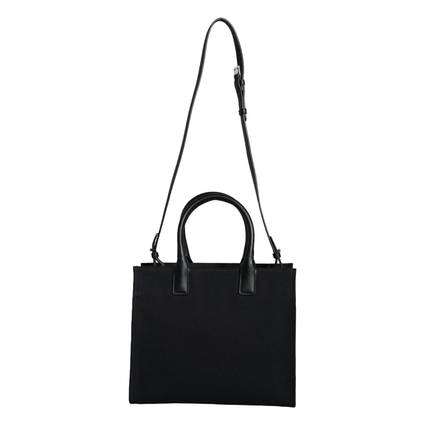 Versace Black Top Handle Canvas Leather Logo Crossbody Tote Bag Versace
