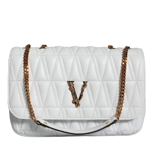 Versace White Mini Nappa Leather Crossbody Shoulder Bag Versace