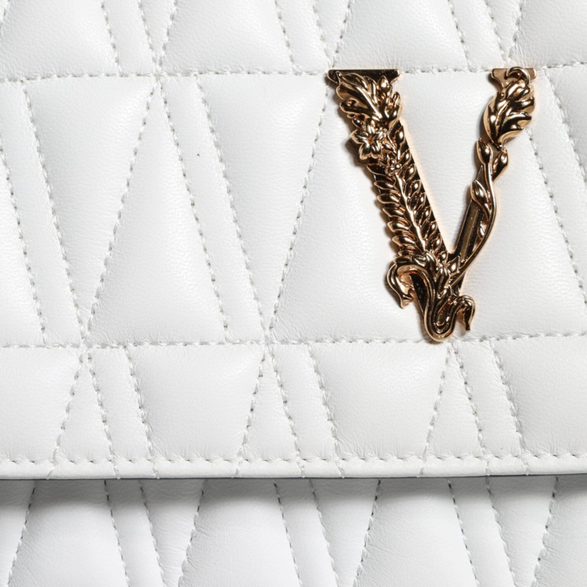 Versace White Mini Nappa Leather Crossbody Shoulder Bag Versace