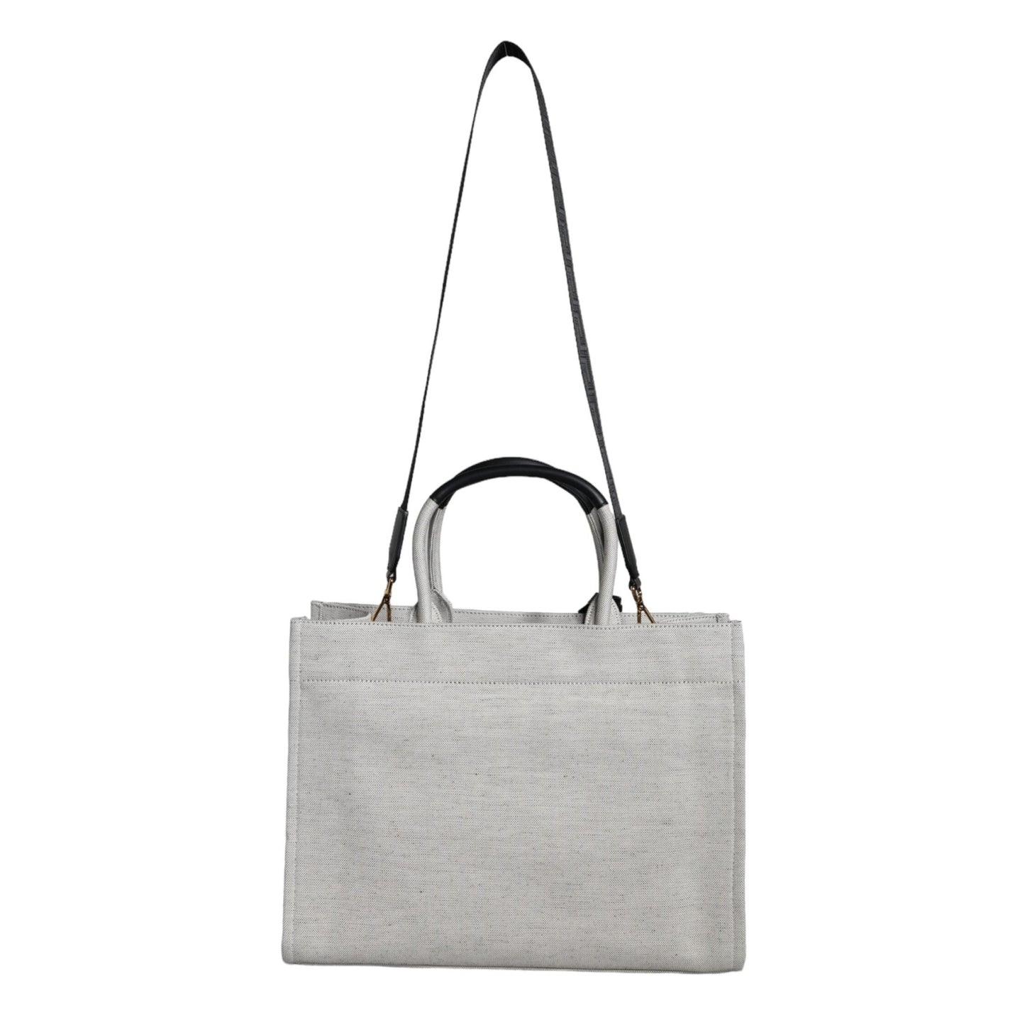 Versace White Top Handle Canvas Leather Logo Crossbody Tote Bag Versace