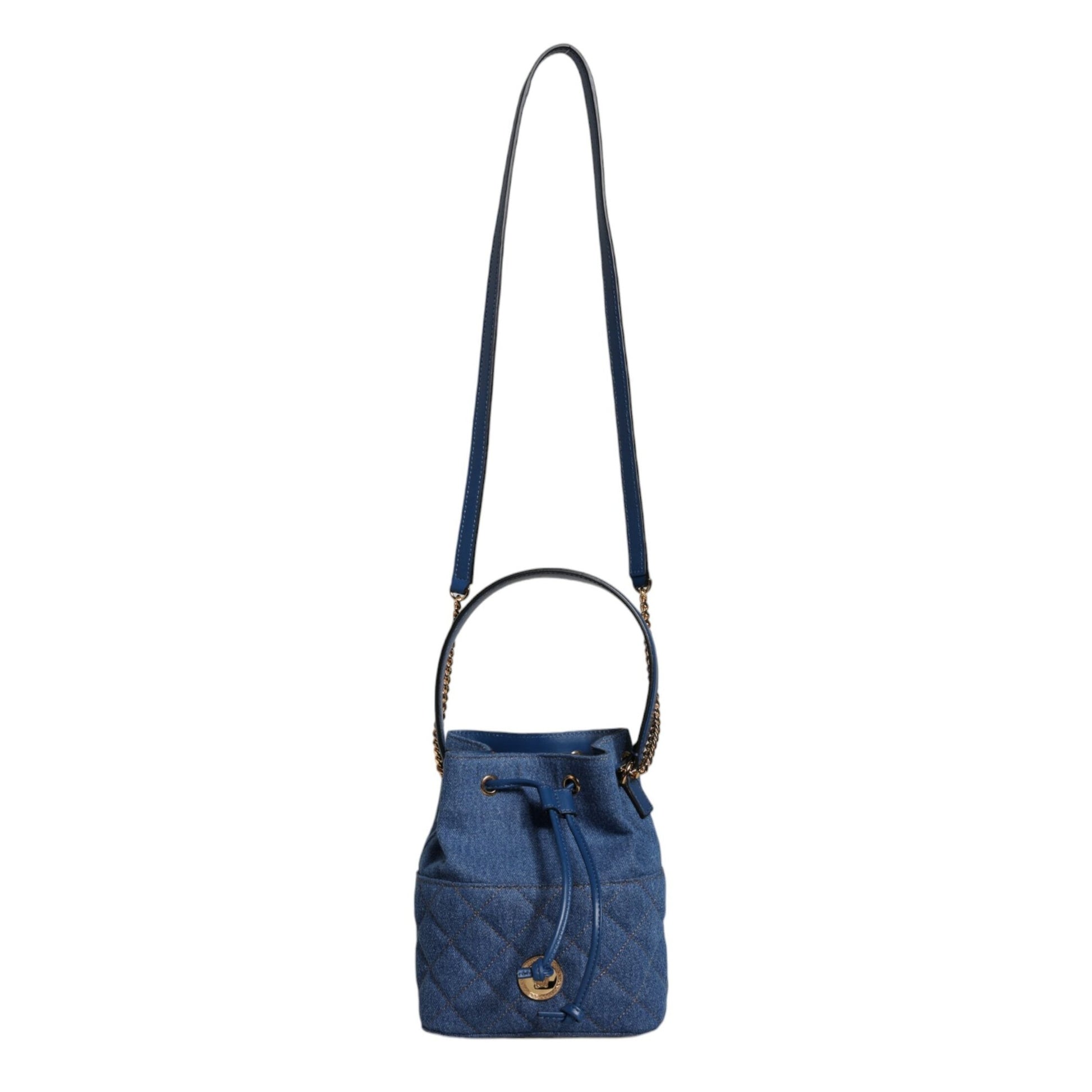 Versace Blue Quilted Denim Leather Crossbody Shoulder Bag Versace