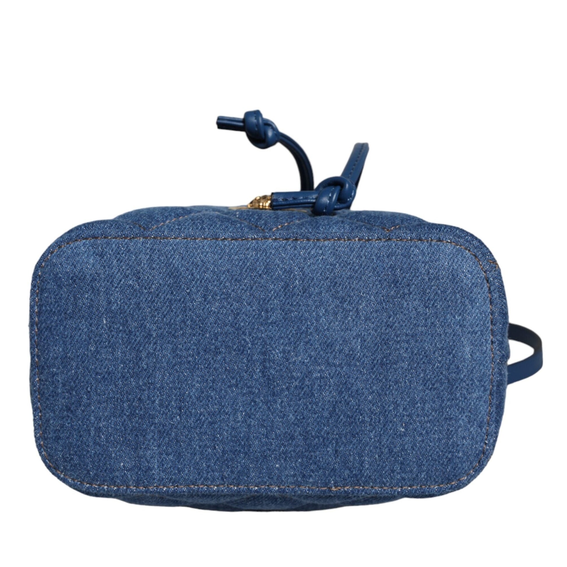 Versace Blue Quilted Denim Leather Crossbody Shoulder Bag Versace