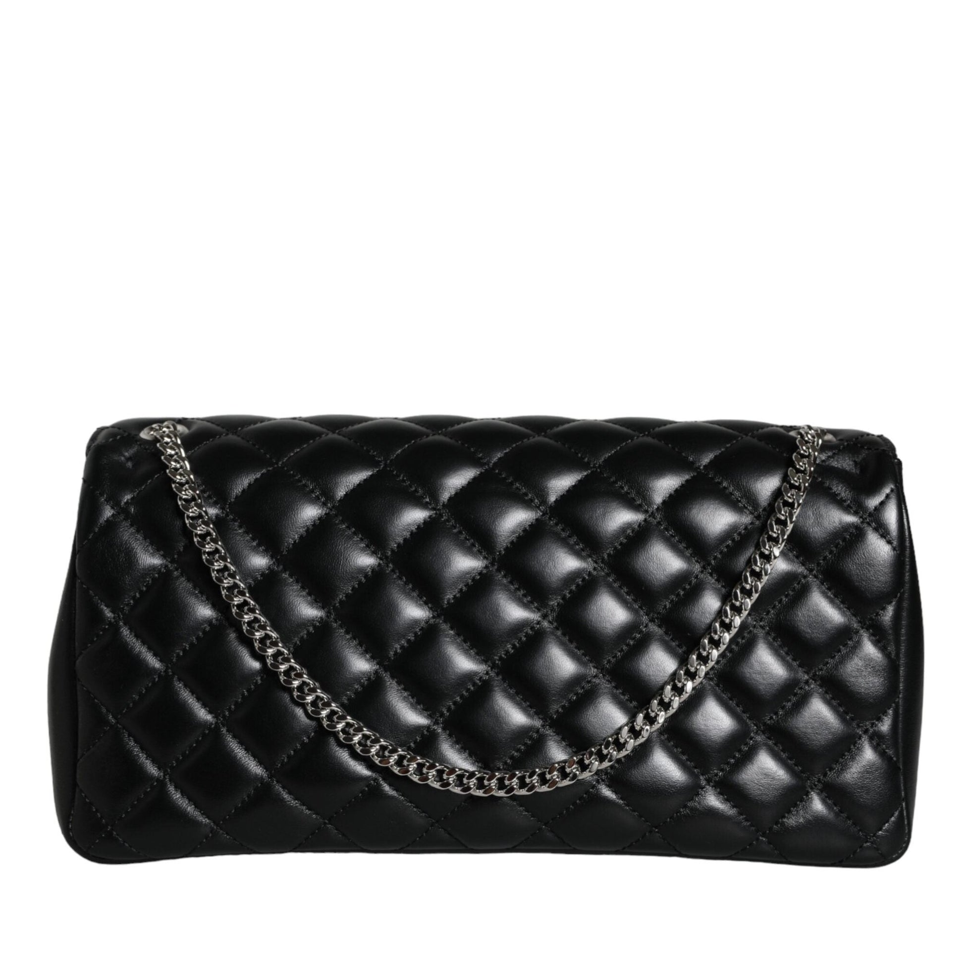 Versace Black Quilted Lambskin Leather Crossbody Shoulder Bag Versace