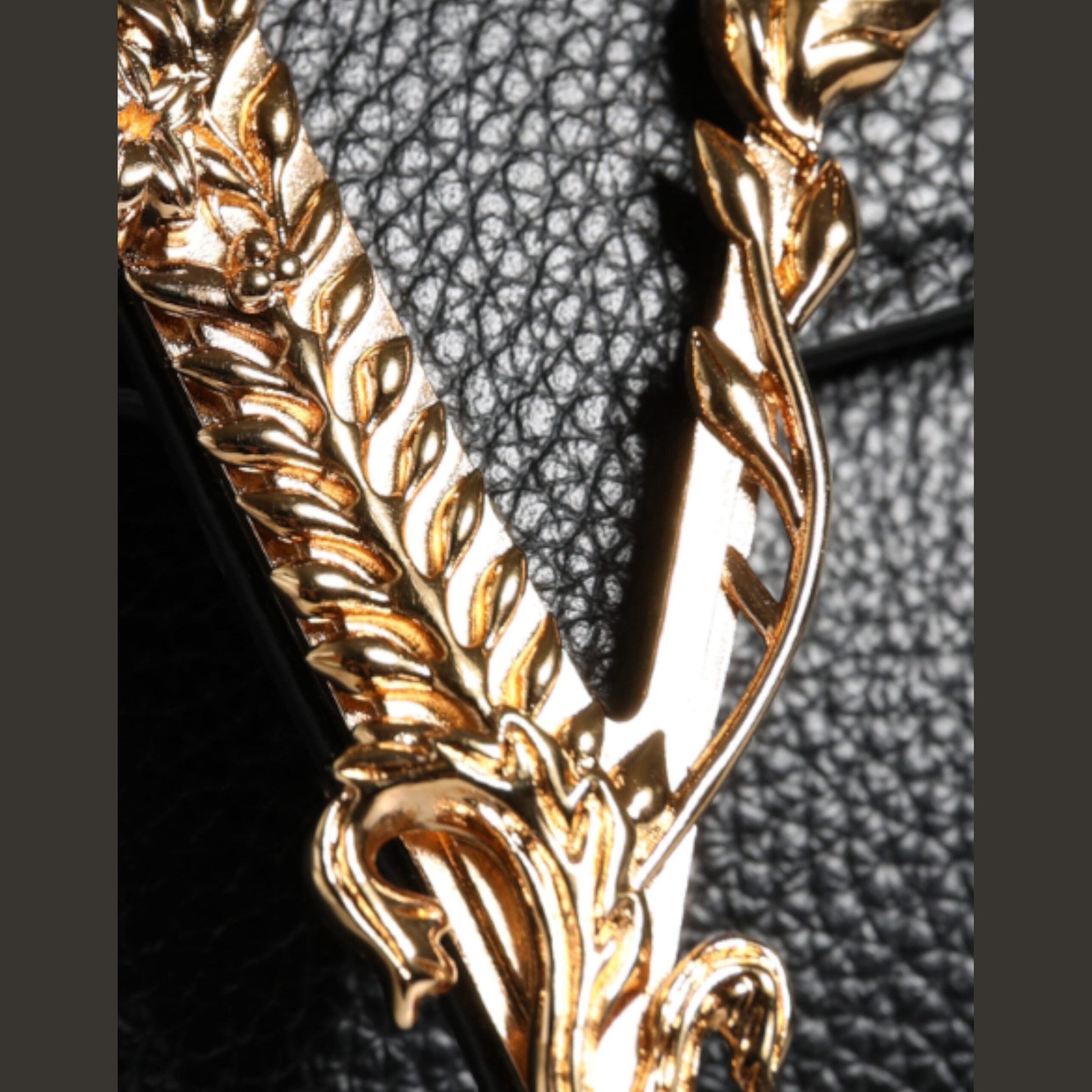 Versace Black Top Handle Grainy Calfskin Leather Crossbody Bag Versace