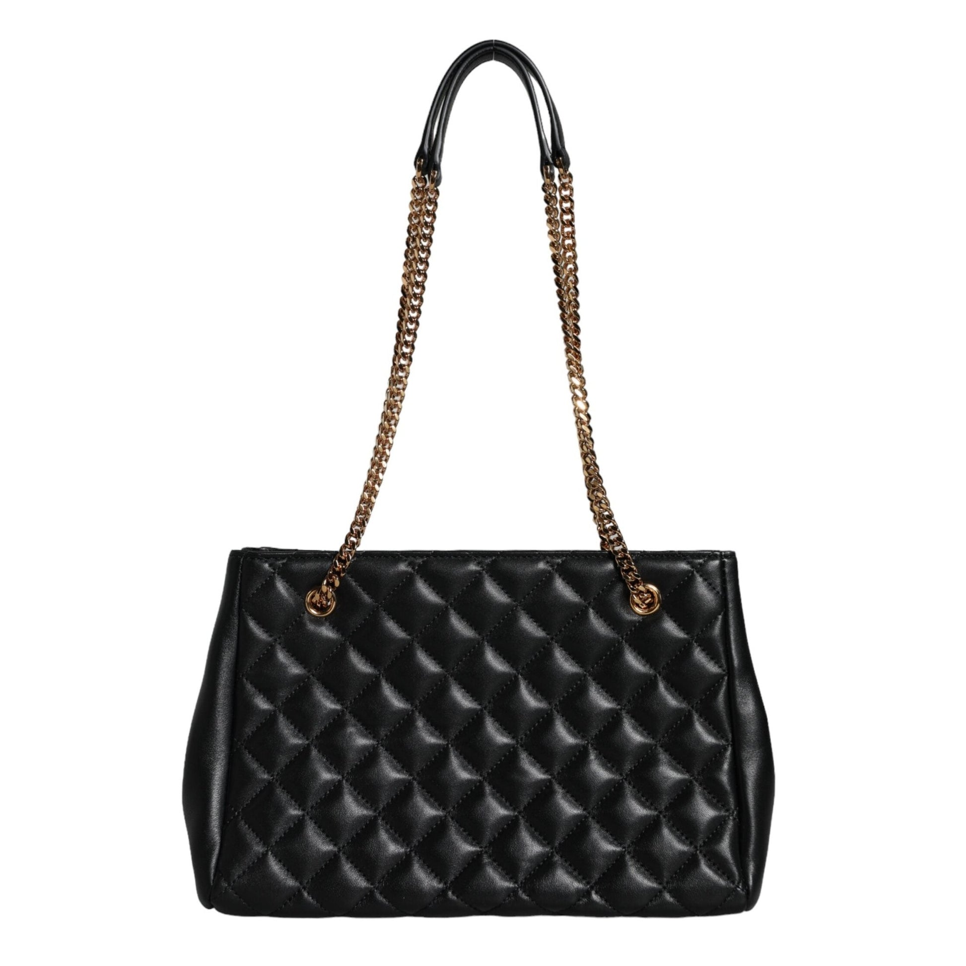 Versace Black Quilted Nappa Leather Shoulder Chain Strap Bag Versace