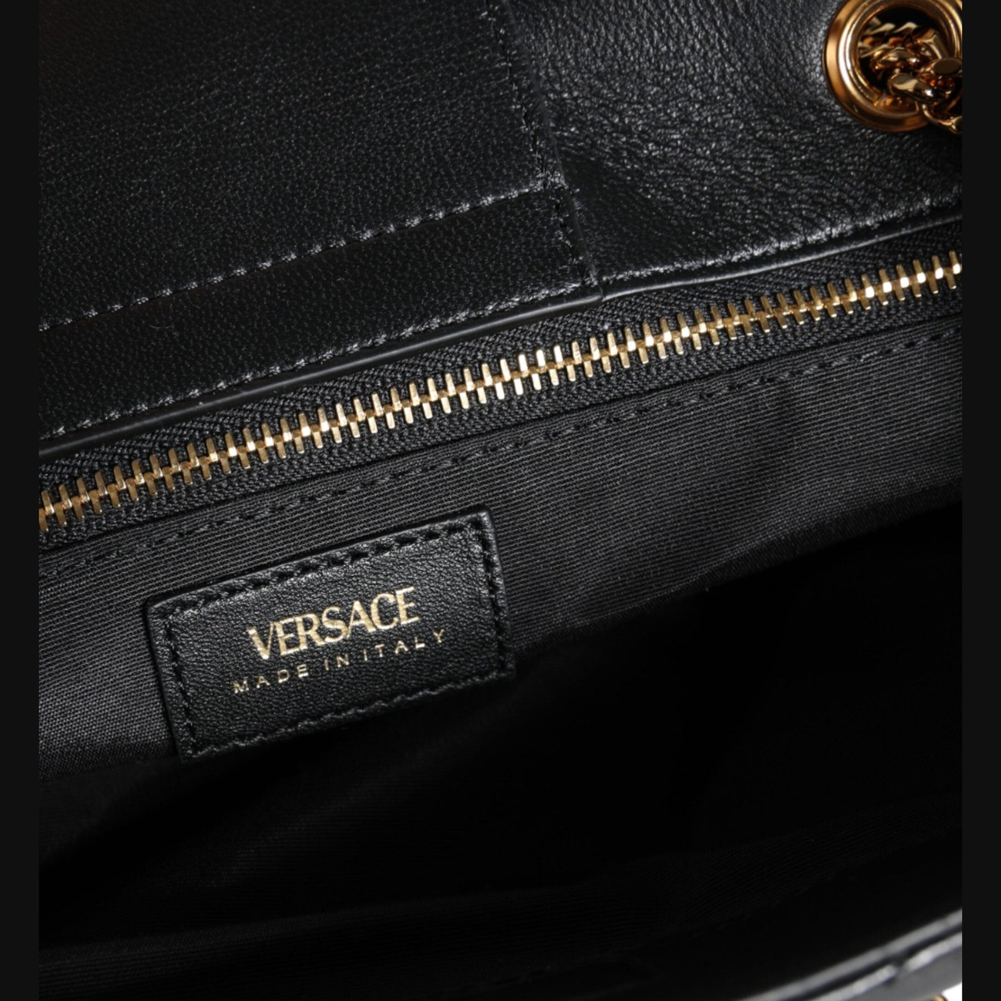Versace Black Quilted Nappa Leather Shoulder Chain Strap Bag Versace