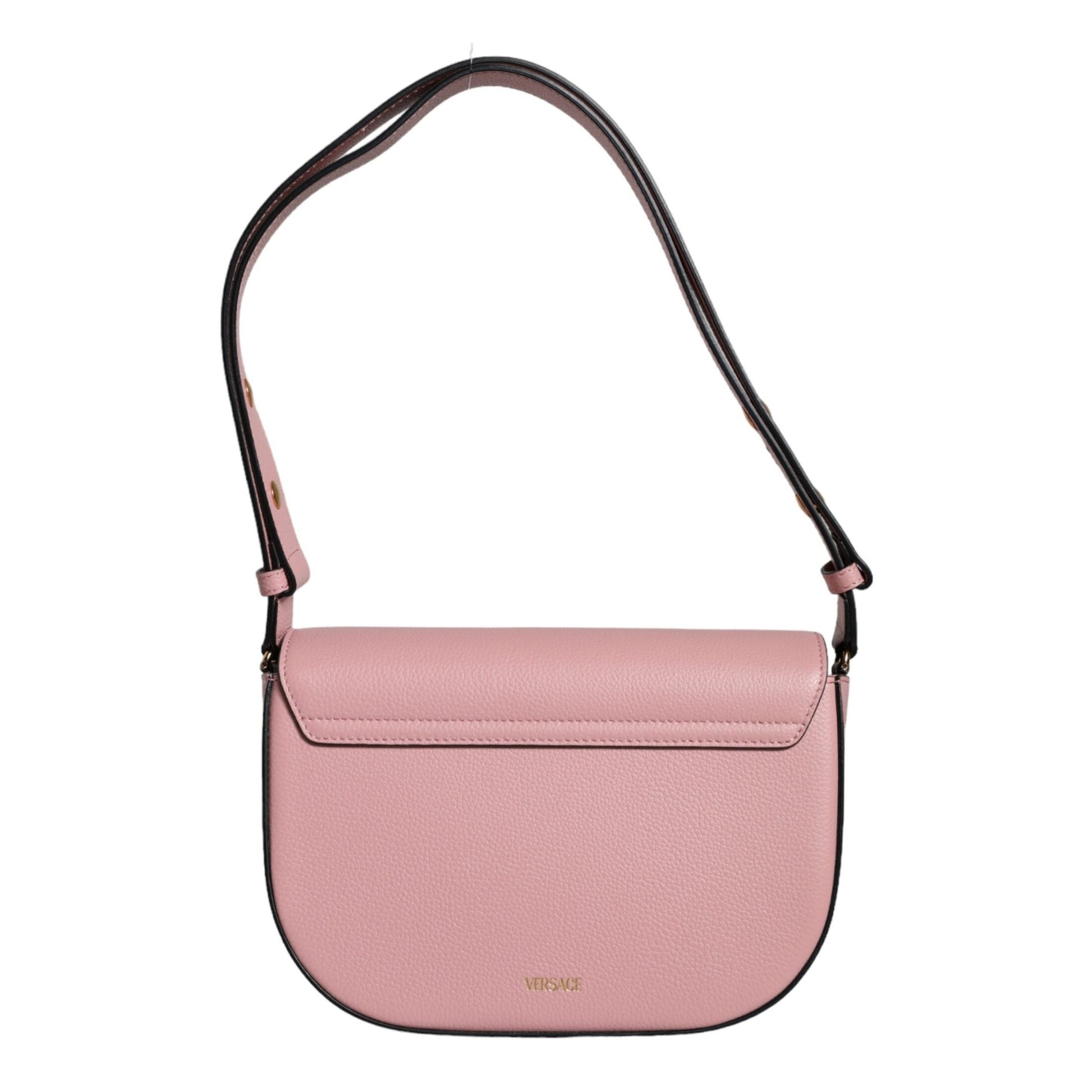 Versace Pink Grainy Calf Leather Logo Crossbody Shoulder Bag Versace