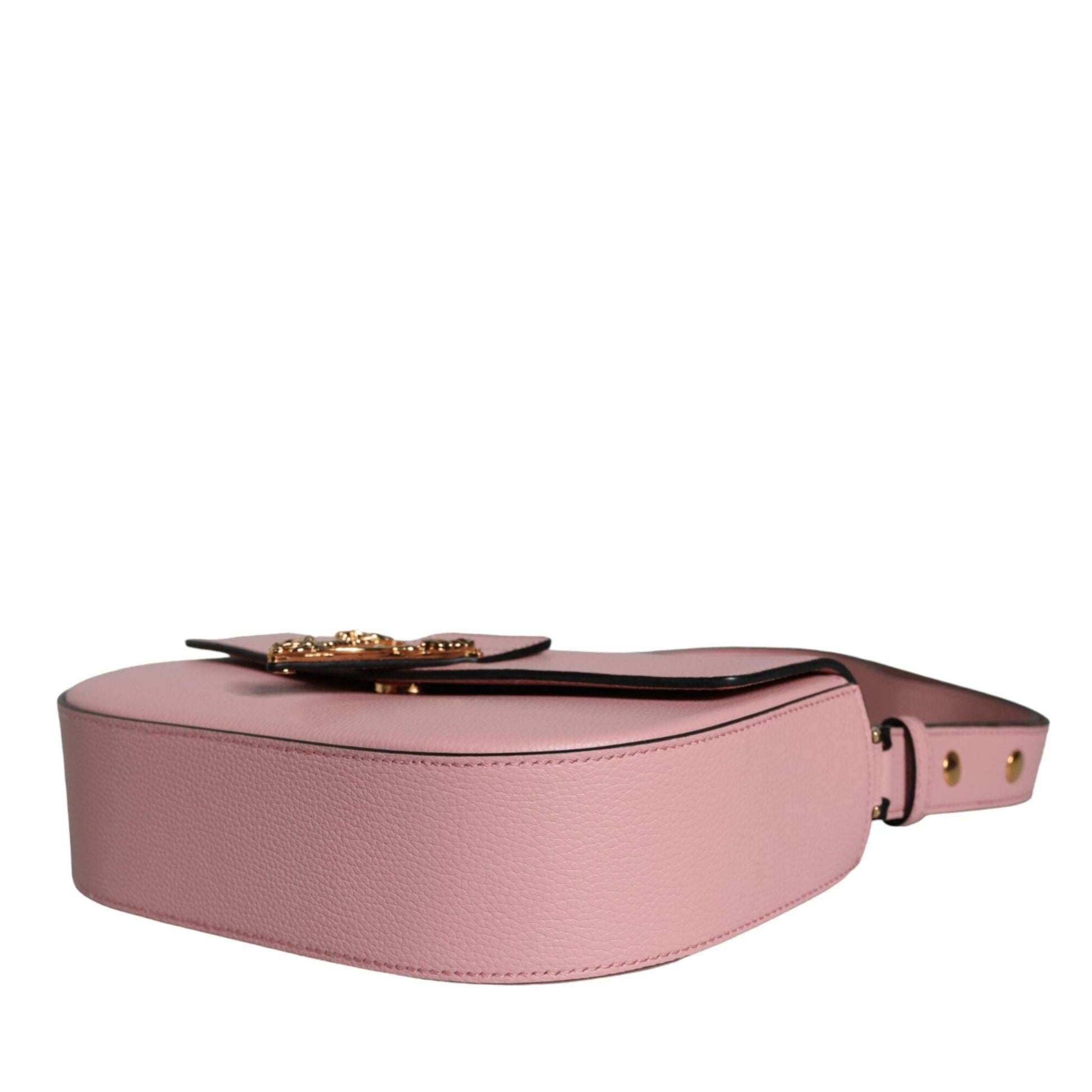 Versace Pink Grainy Calf Leather Logo Crossbody Shoulder Bag Versace
