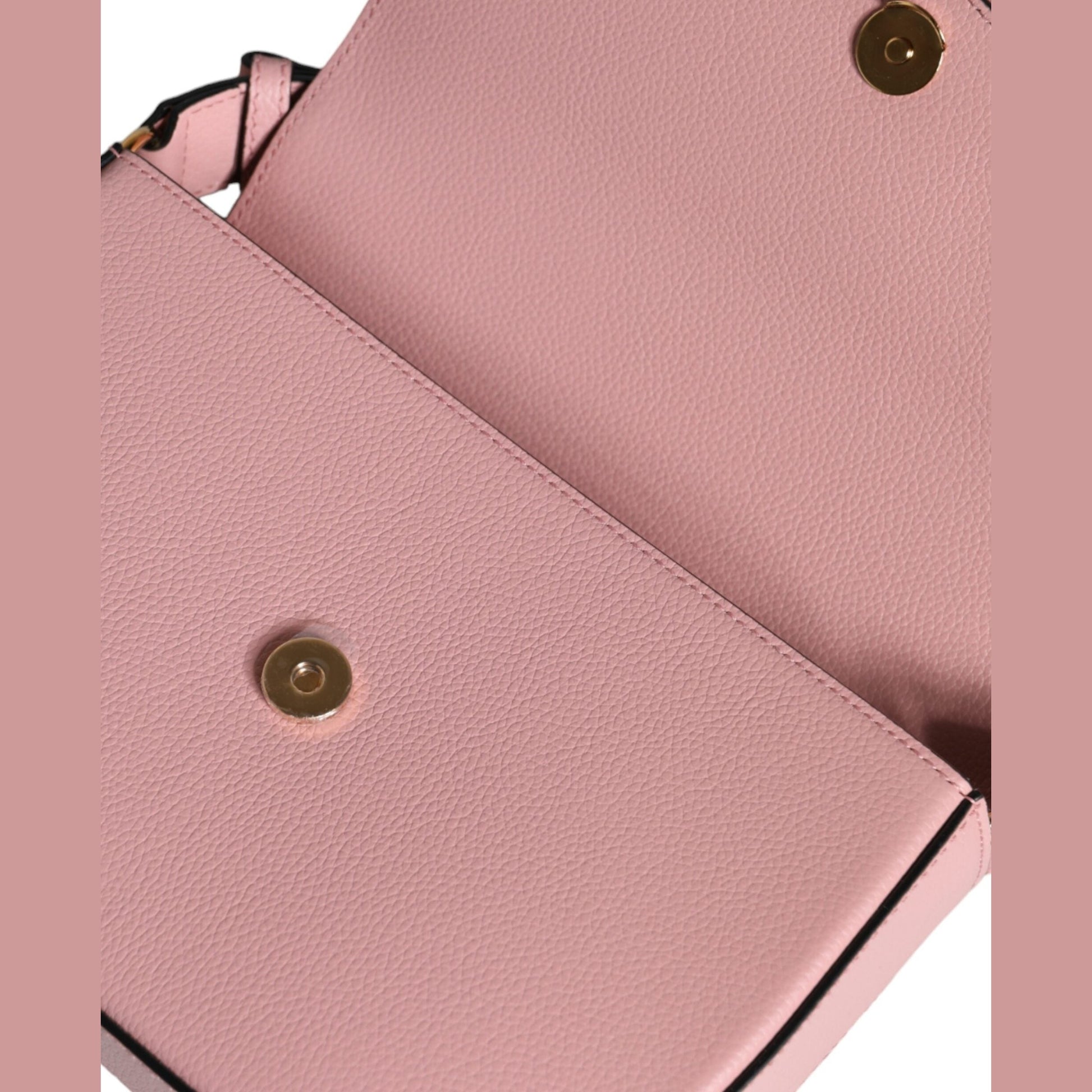 Versace Pink Grainy Calf Leather Logo Crossbody Shoulder Bag Versace