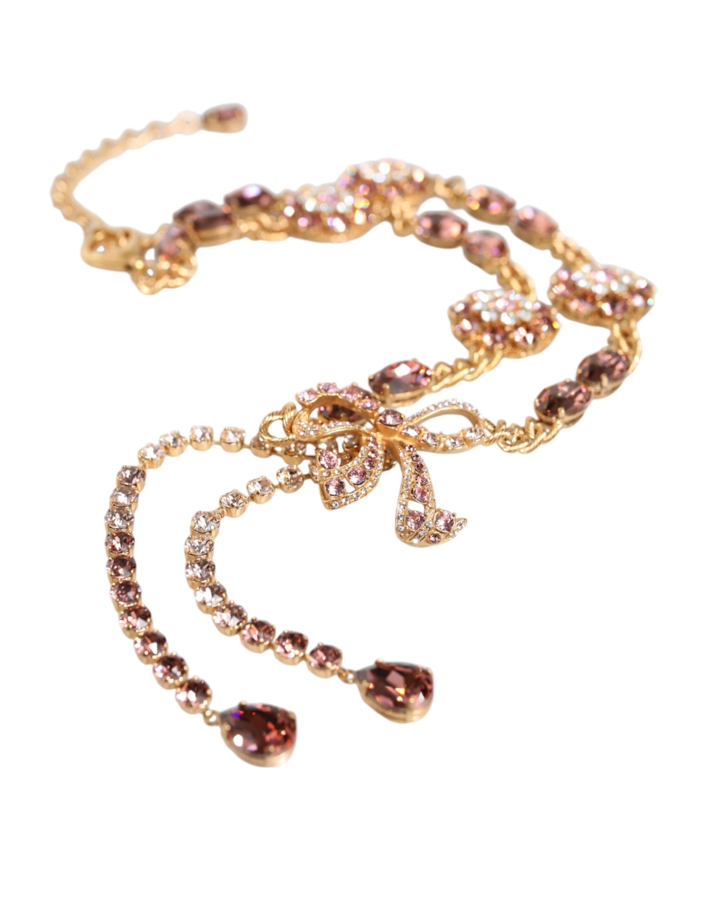 Dolce & Gabbana Gold Tone Brass Crystal Embellished Belt Dolce & Gabbana