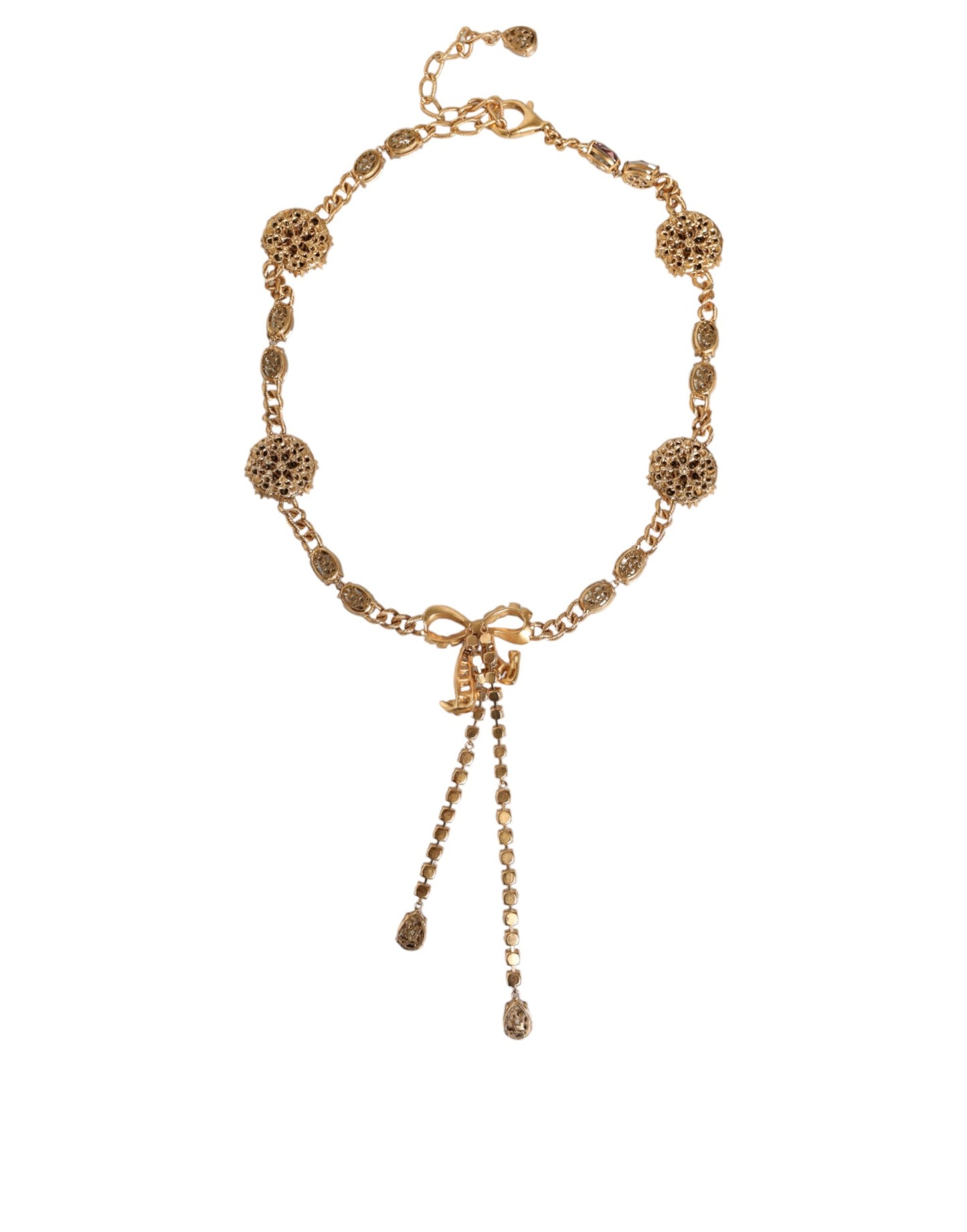 Dolce & Gabbana Gold Tone Brass Crystal Embellished Belt Dolce & Gabbana