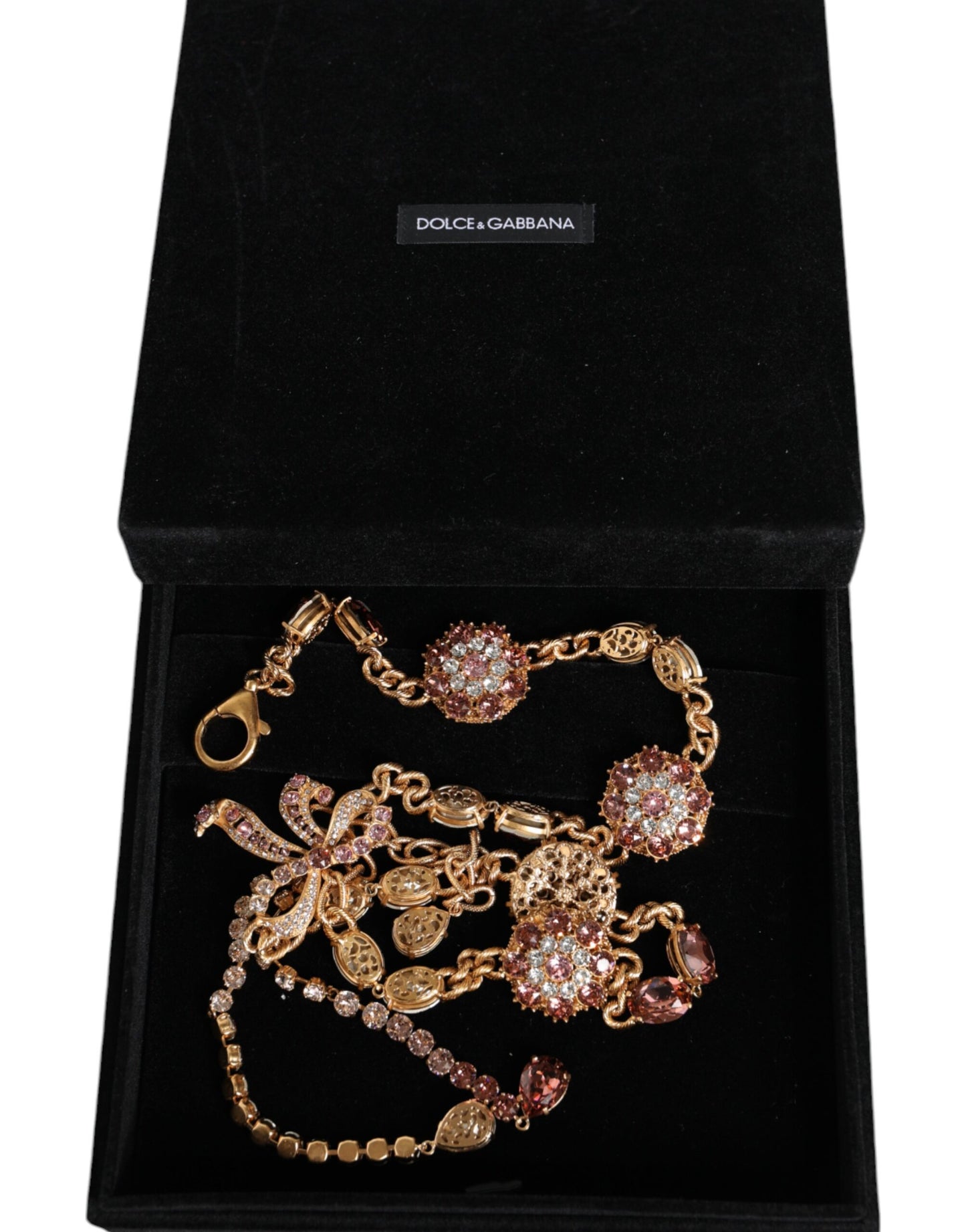 Dolce & Gabbana Gold Tone Brass Crystal Embellished Belt Dolce & Gabbana