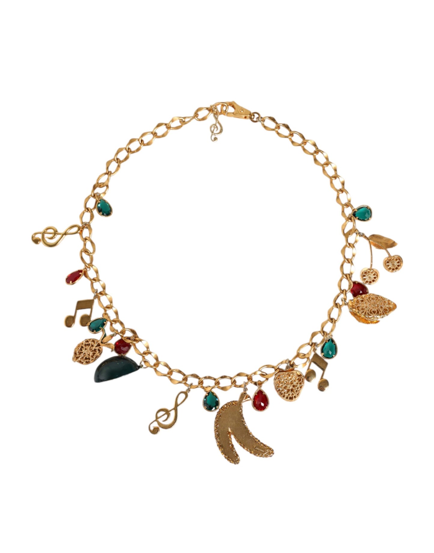 Dolce & Gabbana Gold Tone Brass Fruity Crystal Embellished Waist Chain Belt Dolce & Gabbana