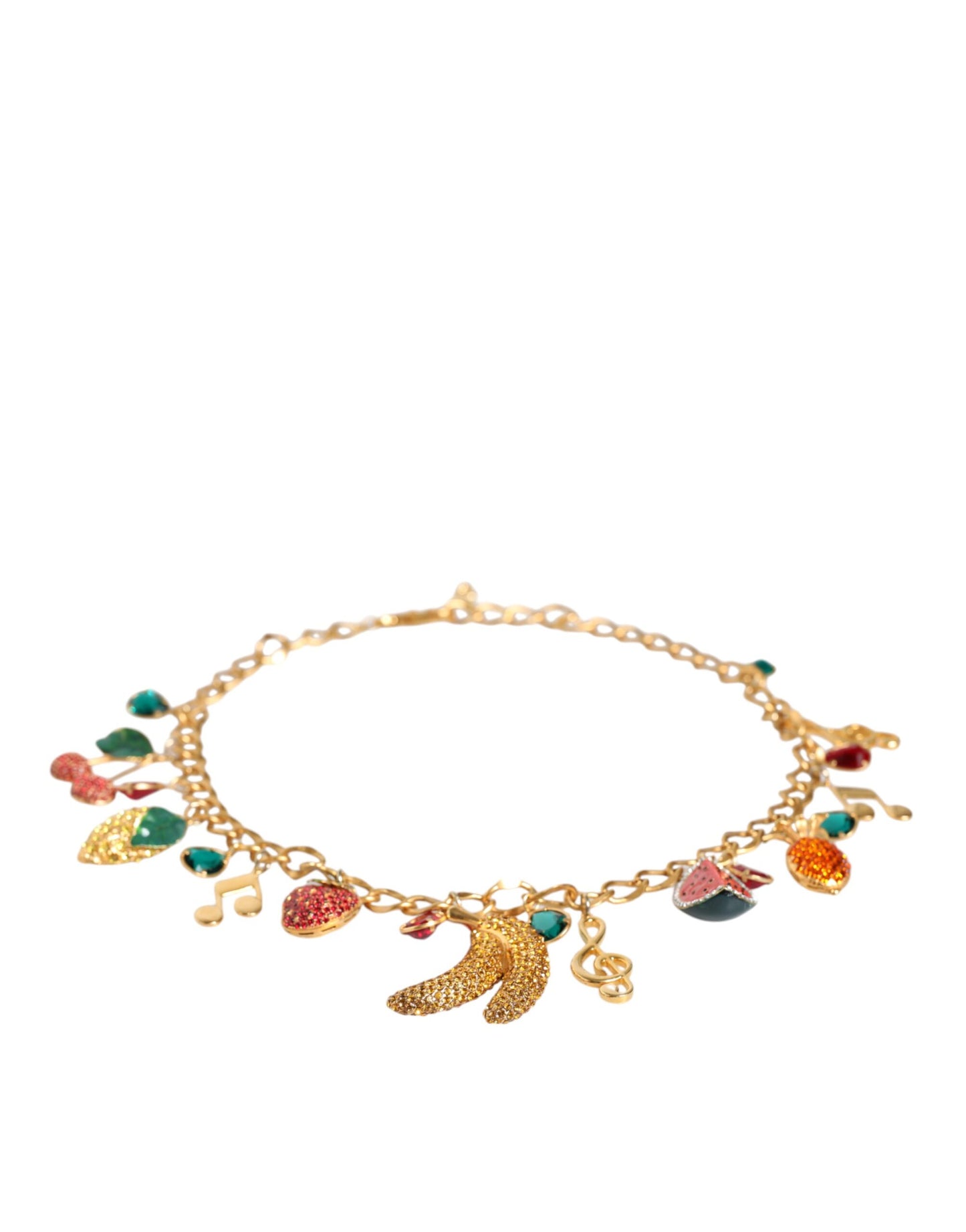 Dolce & Gabbana Gold Tone Brass Fruity Crystal Embellished Waist Chain Belt Dolce & Gabbana