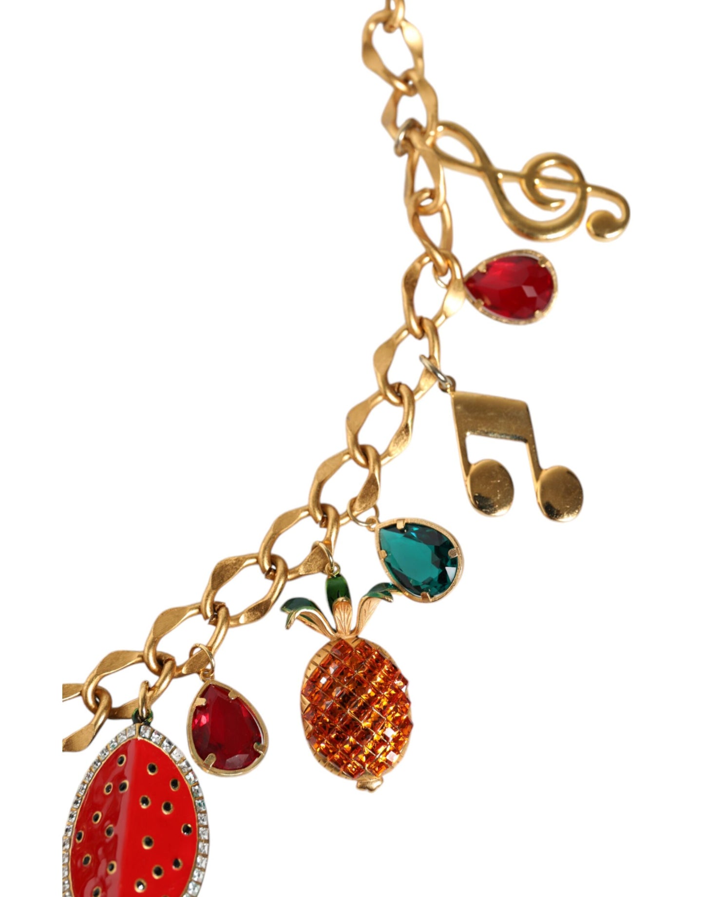 Dolce & Gabbana Gold Tone Brass Fruity Crystal Embellished Waist Chain Belt Dolce & Gabbana