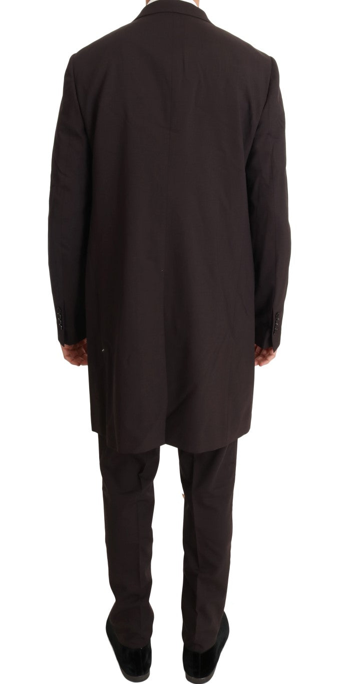 Dolce & Gabbana Bordeaux Wool Stretch Long 3 Piece Suit Dolce & Gabbana