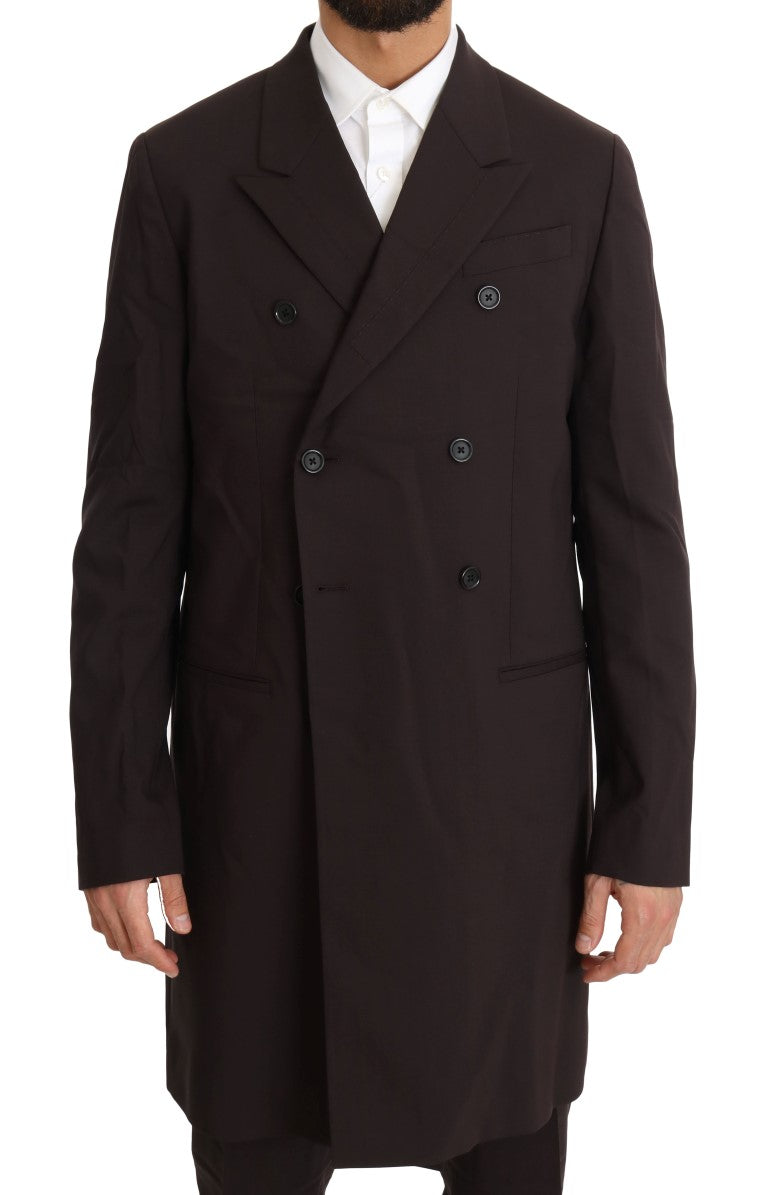 Dolce & Gabbana Bordeaux Wool Stretch Long 3 Piece Suit Dolce & Gabbana