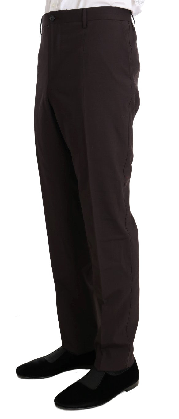 Dolce & Gabbana Bordeaux Wool Stretch Long 3 Piece Suit Dolce & Gabbana