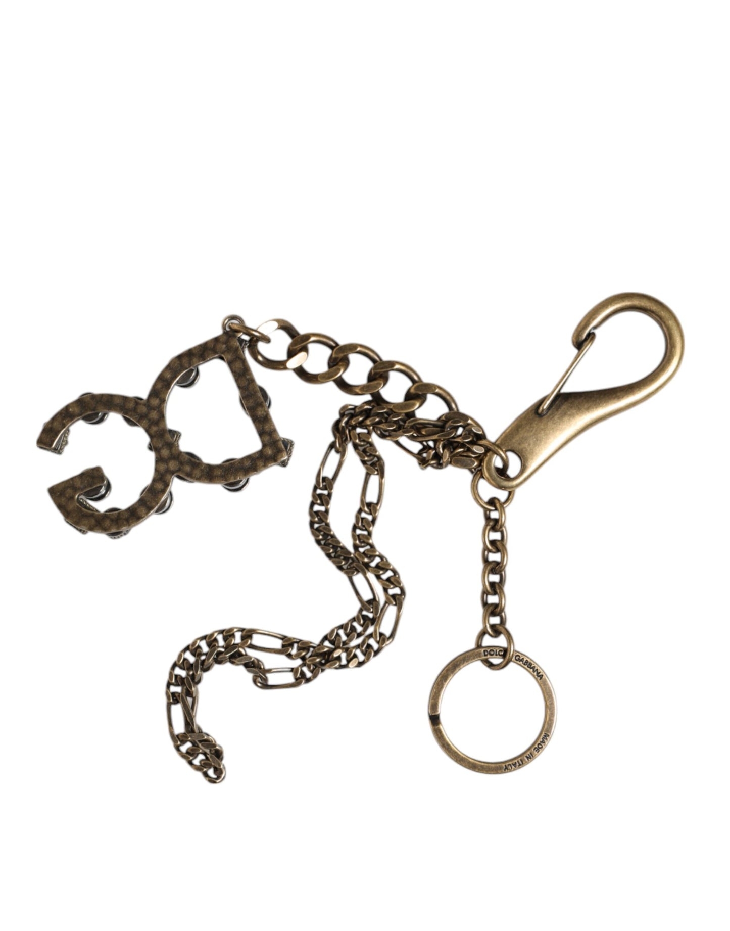 Dolce & Gabbana Silver Tone Metal DG Logo Crystal Keychain Keyring Dolce & Gabbana