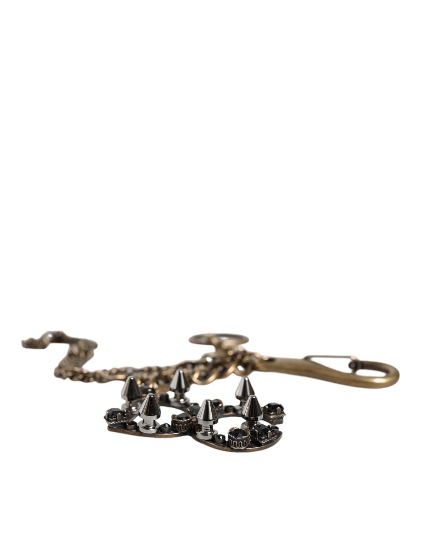 Dolce & Gabbana Silver Tone Metal DG Logo Crystal Keychain Keyring Dolce & Gabbana