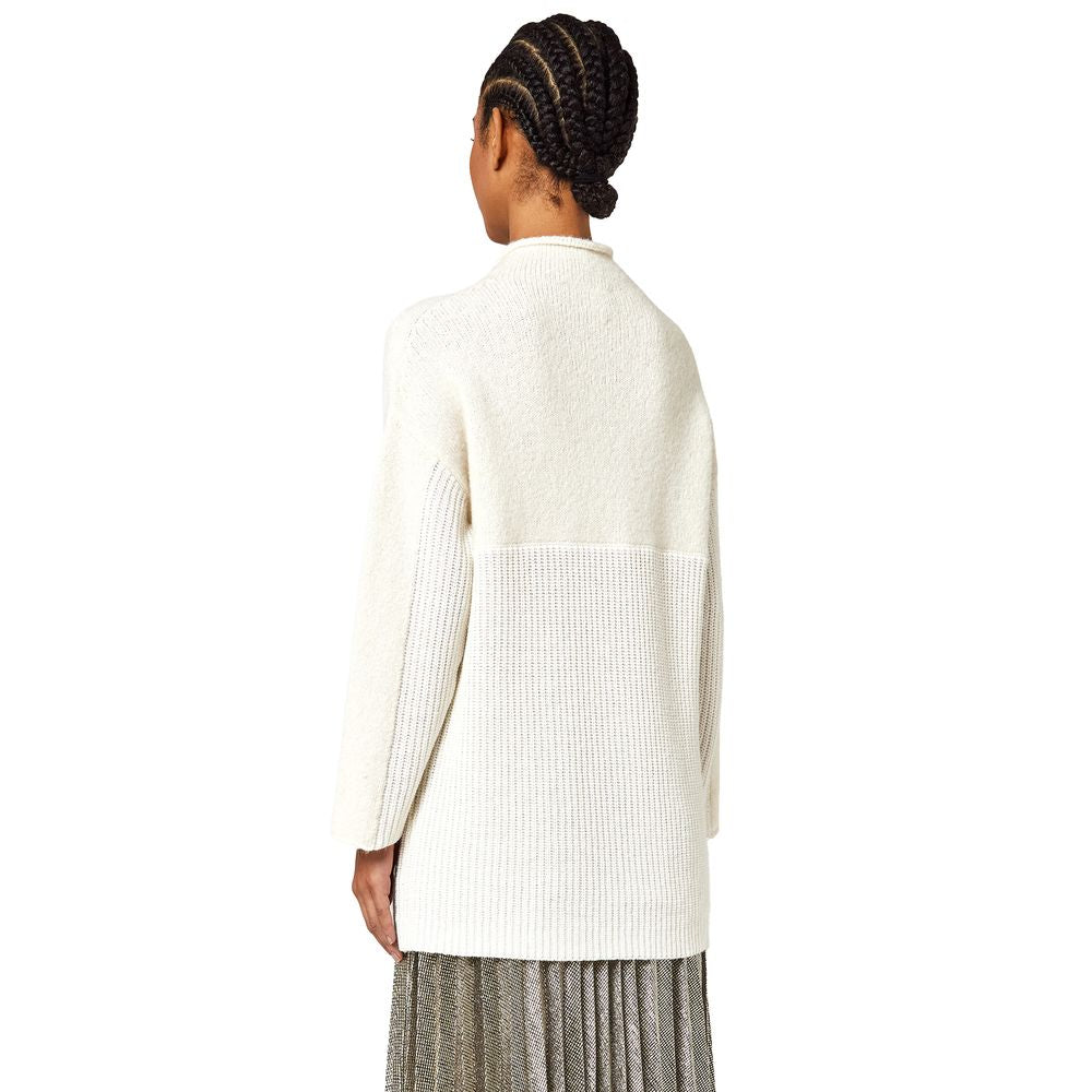 Alpha Studio White Recycled Wool Women Sweater Alpha Studio