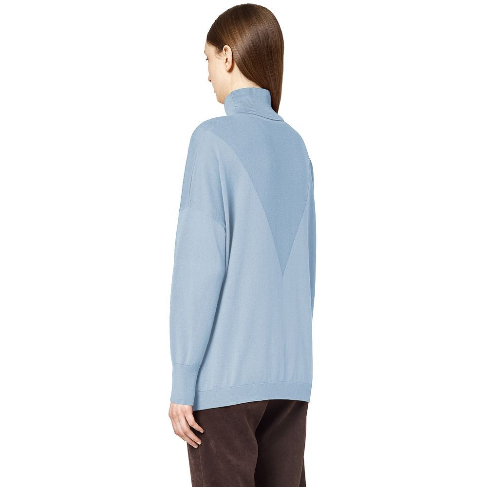 Alpha Studio Light Blue Silk Women Sweater Alpha Studio