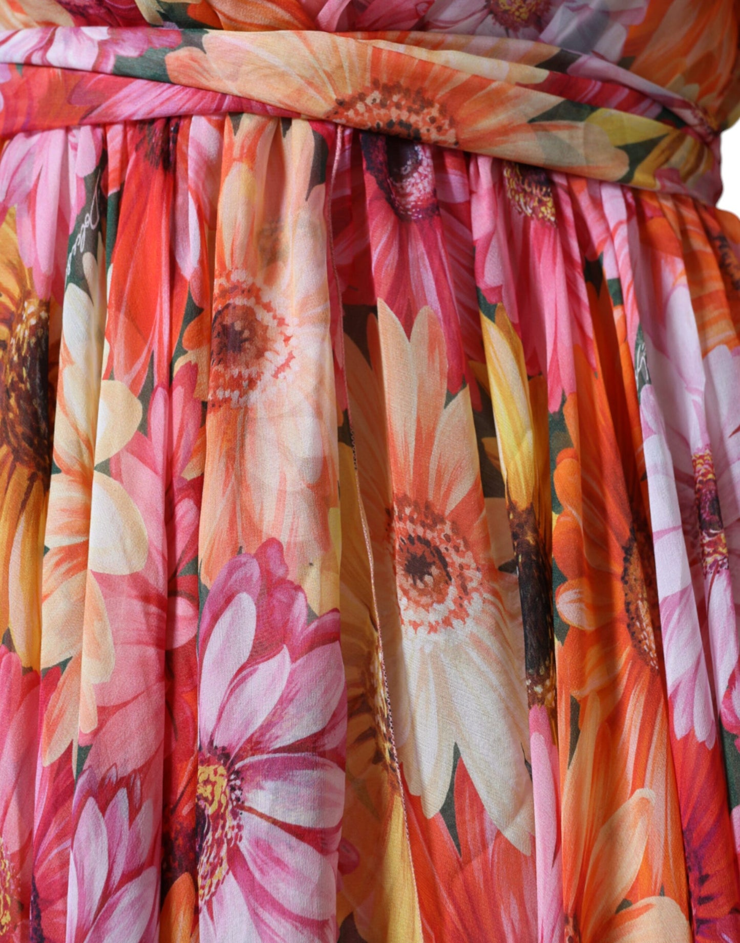 Dolce & Gabbana Multicolor Floral Sleeveless V-neck Midi Dress Dolce & Gabbana