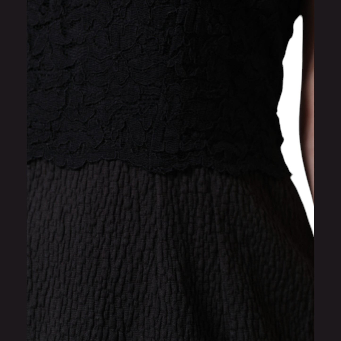 Dolce & Gabbana Black Cotton Sheath Knee Length Dress Dolce & Gabbana