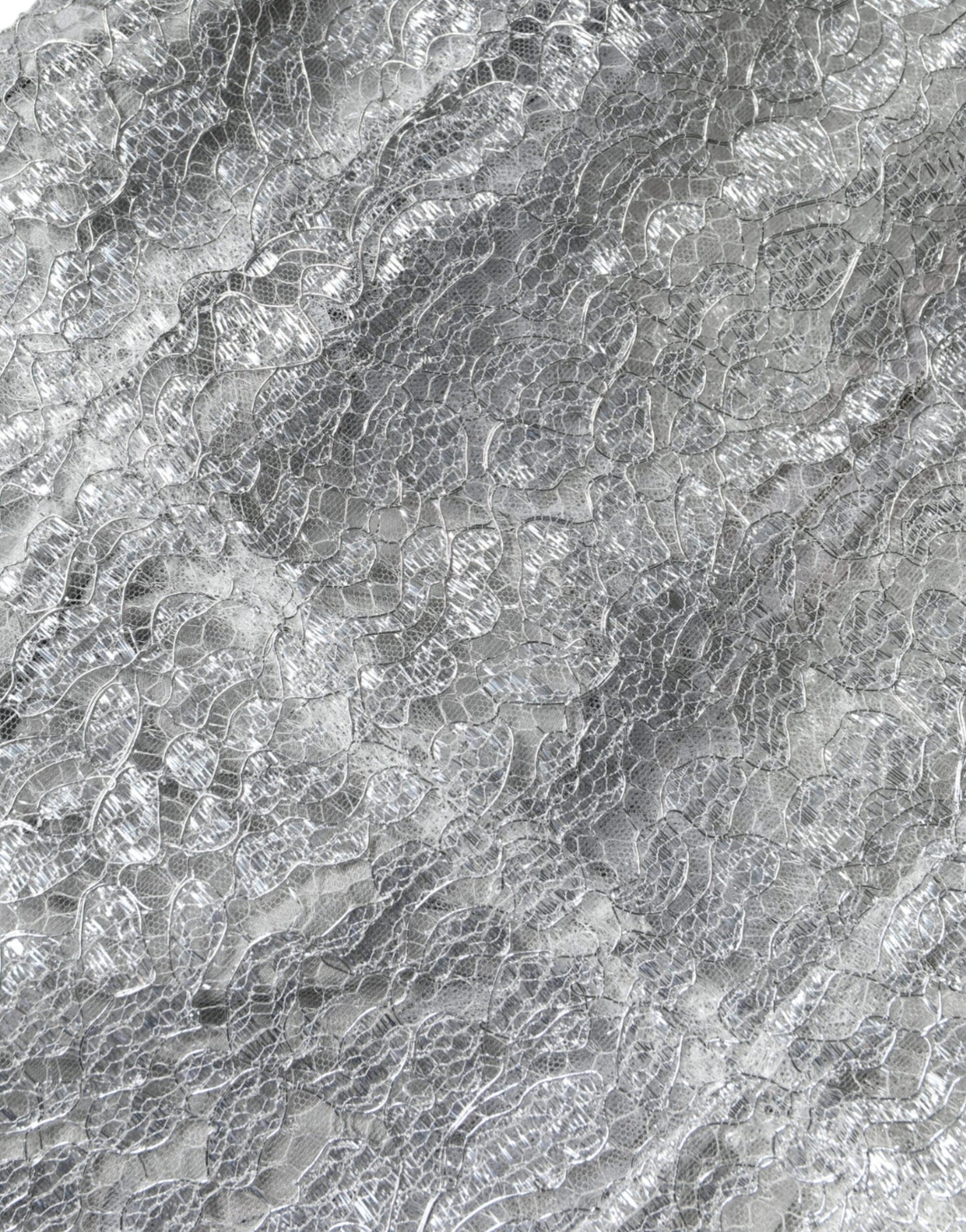 Dolce & Gabbana Silver Floral Lace Bodycon Sheath Midi Dress Dolce & Gabbana