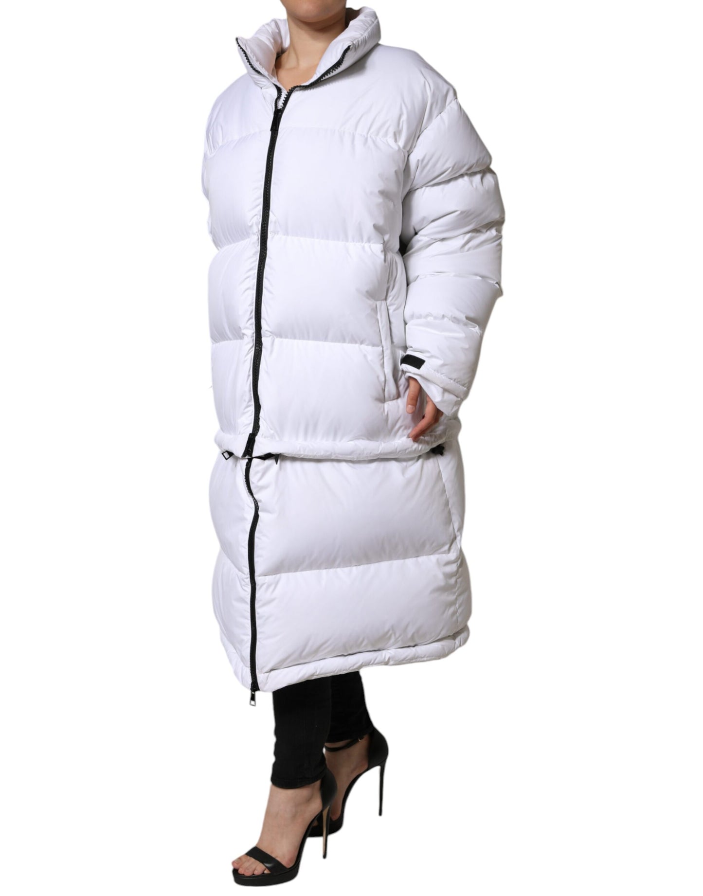 Dolce & Gabbana White Puffer Quilted Full Zip Coat Jacket Dolce & Gabbana