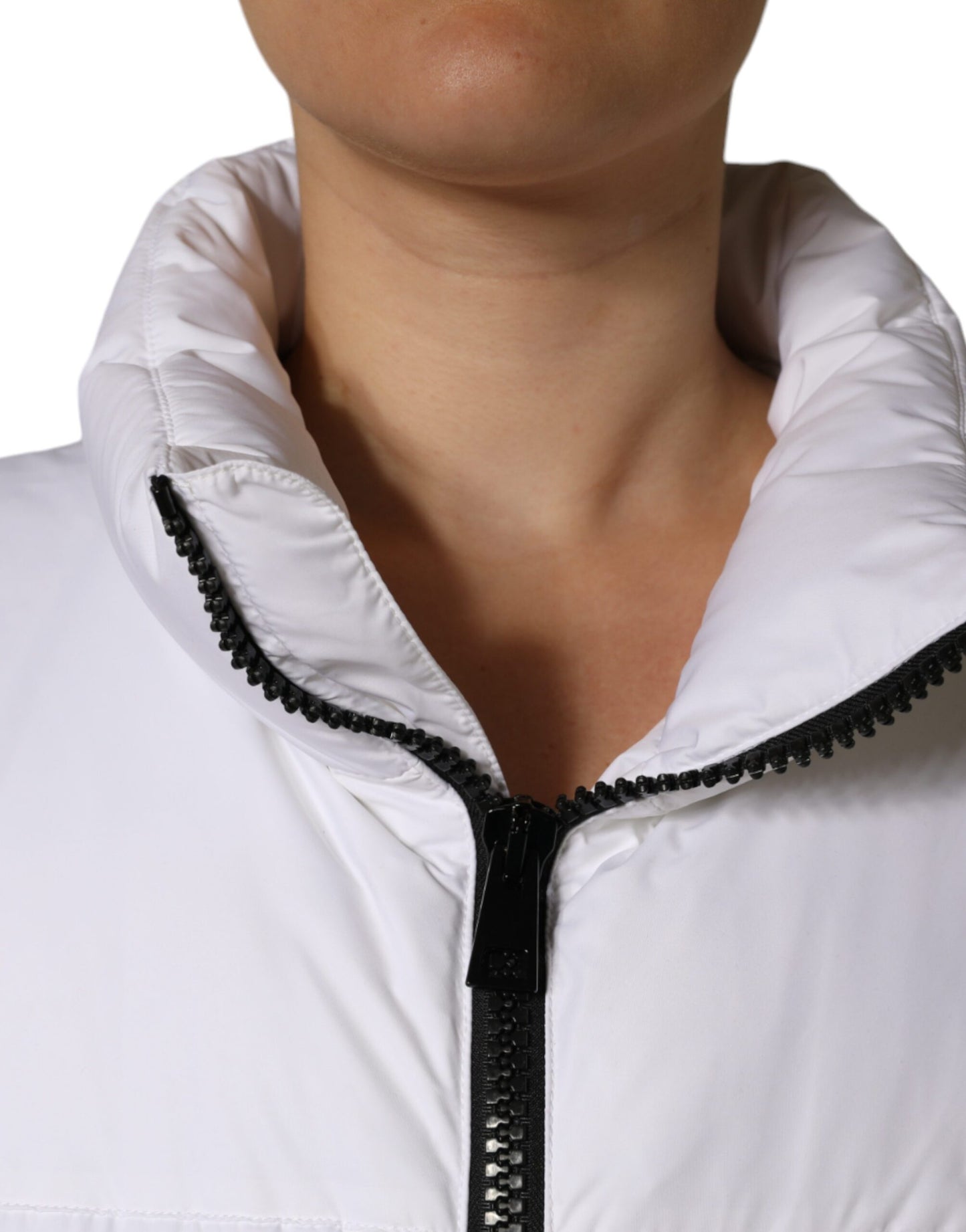 Dolce & Gabbana White Puffer Quilted Full Zip Coat Jacket Dolce & Gabbana