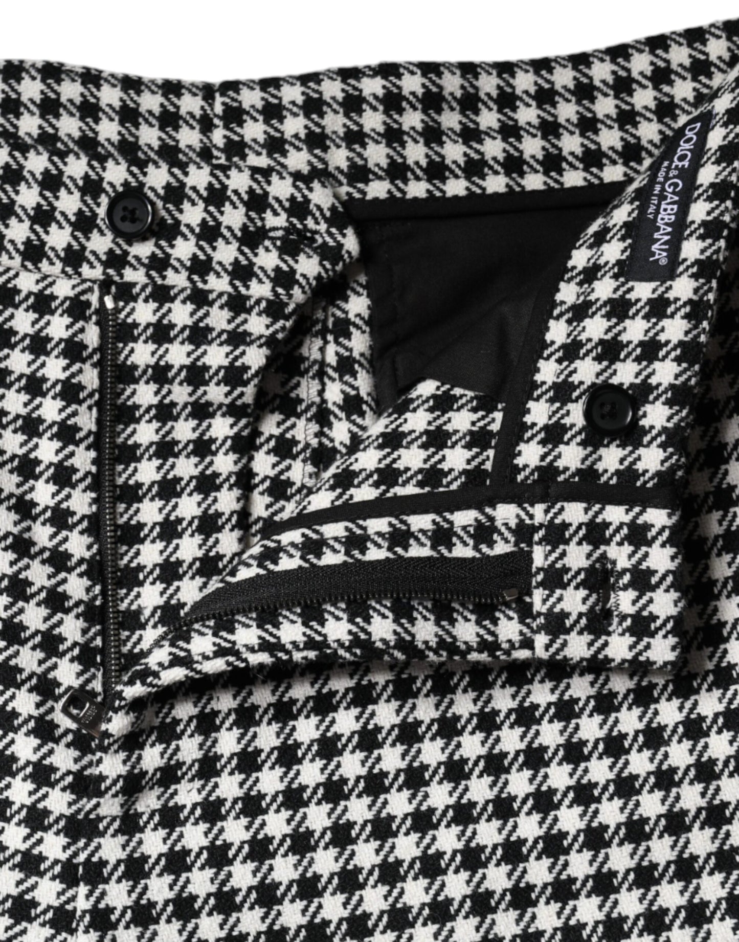 Dolce & Gabbana Black White Houndstooth Cropped Wide Leg Pants Dolce & Gabbana